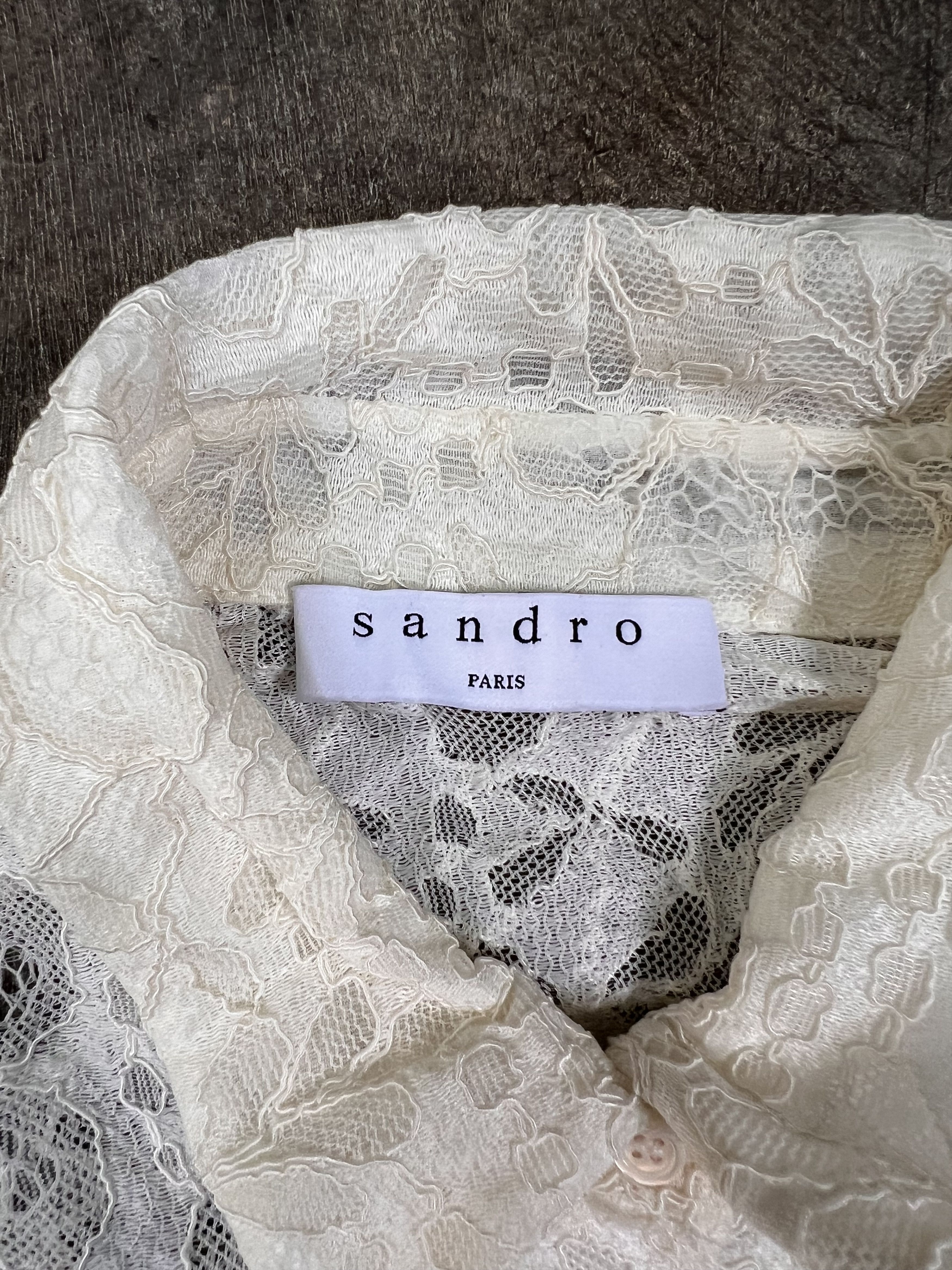Sandro sandro ecru long lace sleeve blouse Size M / US 6-8 / IT 42-44 - 8 Thumbnail