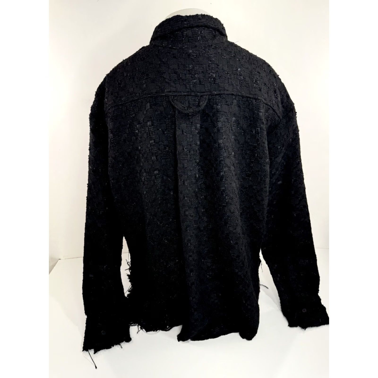 MNML MNML Shirt Jacket XL Oversized Black Flannel Patchwork Shacket with Raw Edge, NEW w TAG, Men’s XL, Polyester Patchwork, 90s-inspired MNML Shirt Jacket Size US XL / EU 56 / 4 - 3 Thumbnail