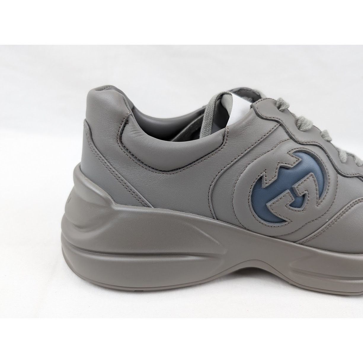 Gucci o1rshd1 Soft Leather Sneakers in Dusty Grey/Admiral Size US 10.5 / EU 43-44 - 4 Thumbnail