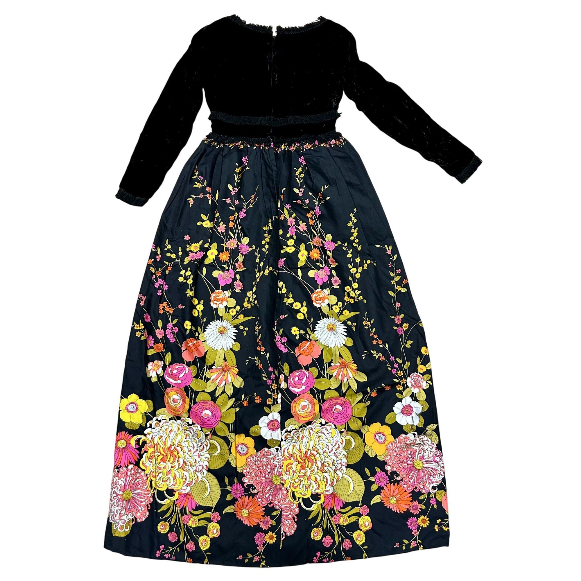Other 70's VELVET FLORAL Satin Dress Avant Garde Maxi Size XS / US 0-2 / IT 36-38 - 9 Thumbnail