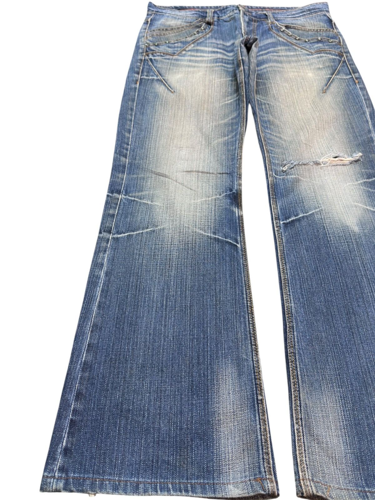 Nicole Club Vintage Nicole Club Flare Faded Whiskers Denim Size US 34 / EU 50 - 5 Thumbnail
