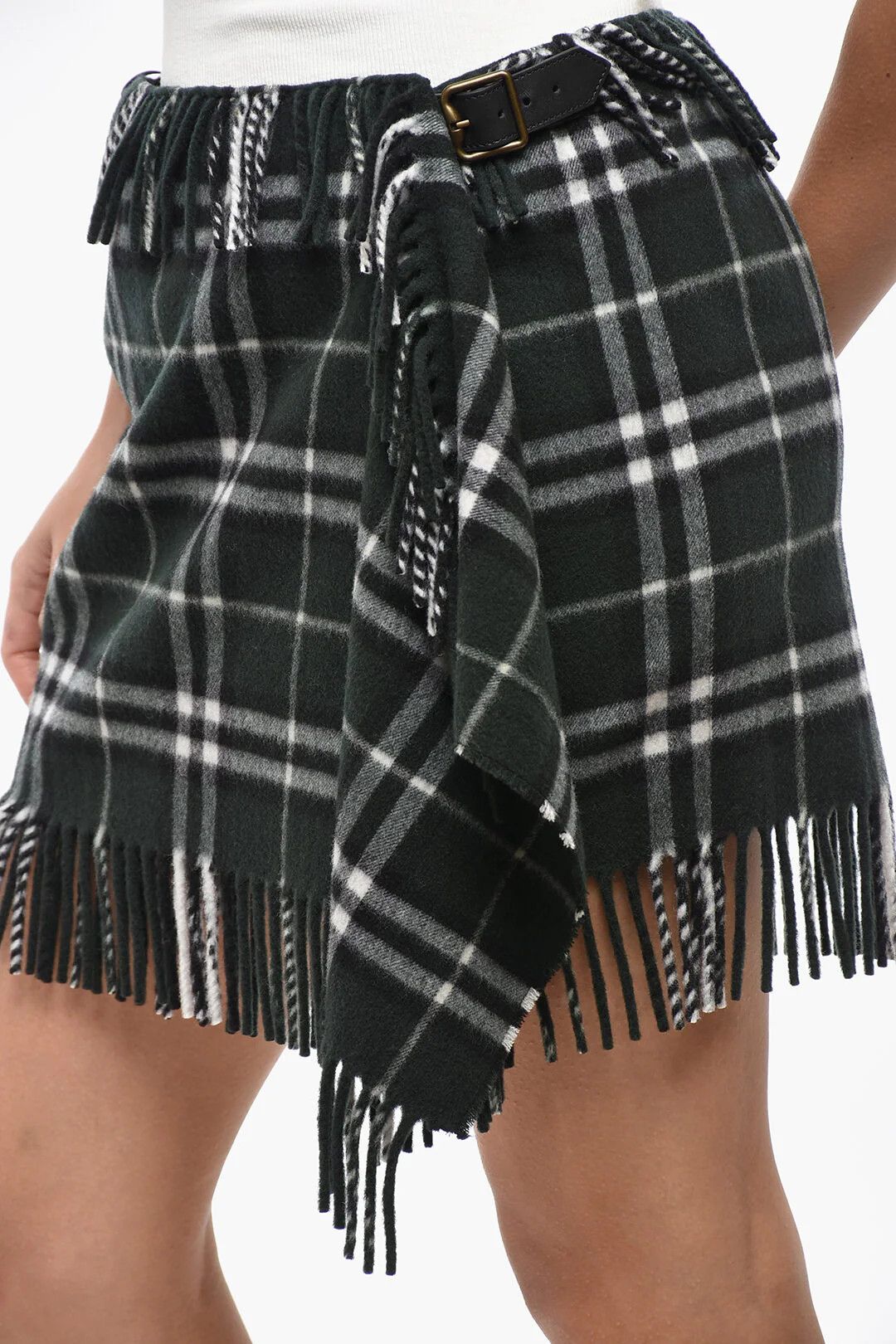 Burberry og1mm0426 Cashmere-Blend Tartan Mini Skirt in Green Size 30" / US 8 / IT 44 - 3 Thumbnail