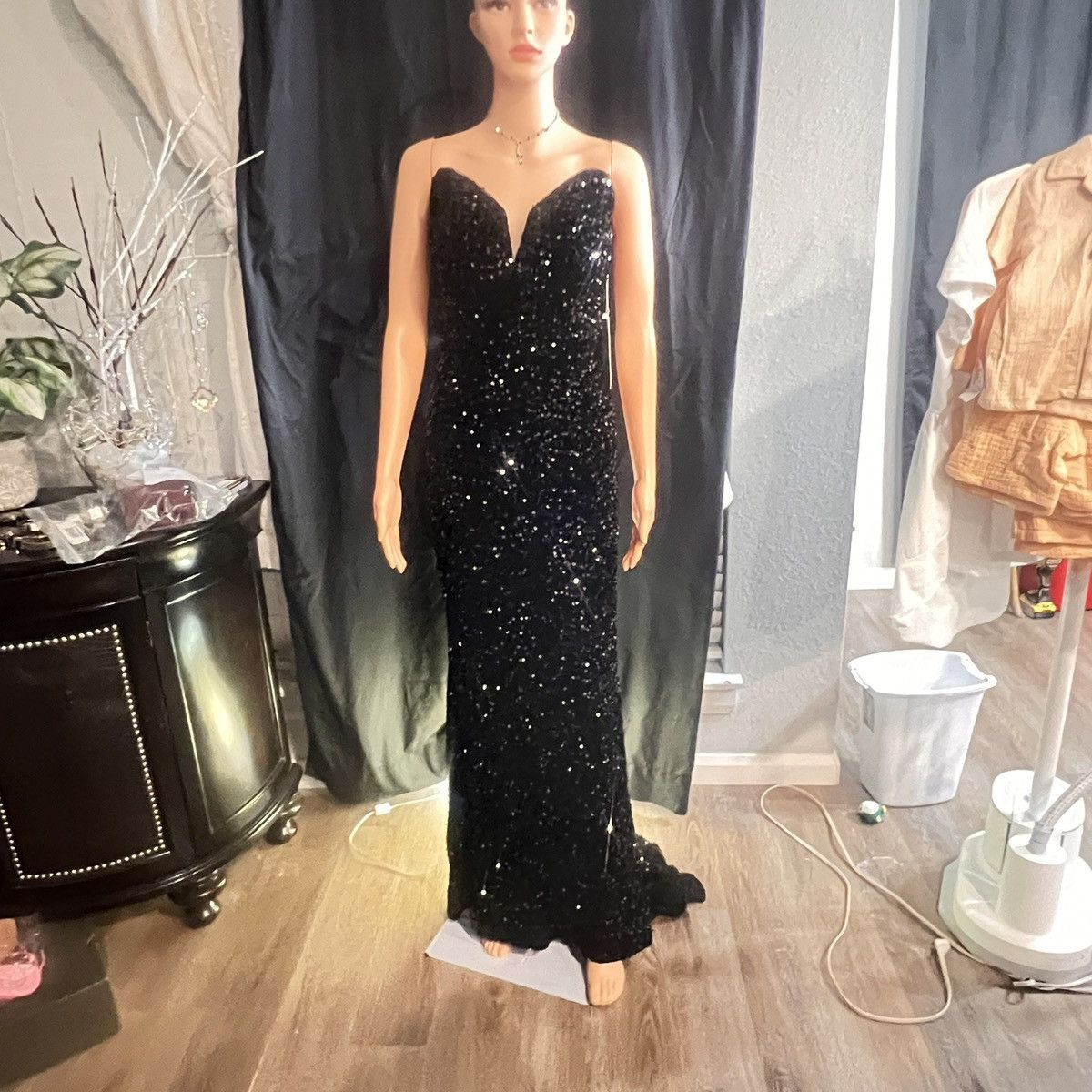 Other Witness Of Love Strapless Black Sequin Mermaid Prom Gown Size S / US 4 / IT 40 - 3 Thumbnail