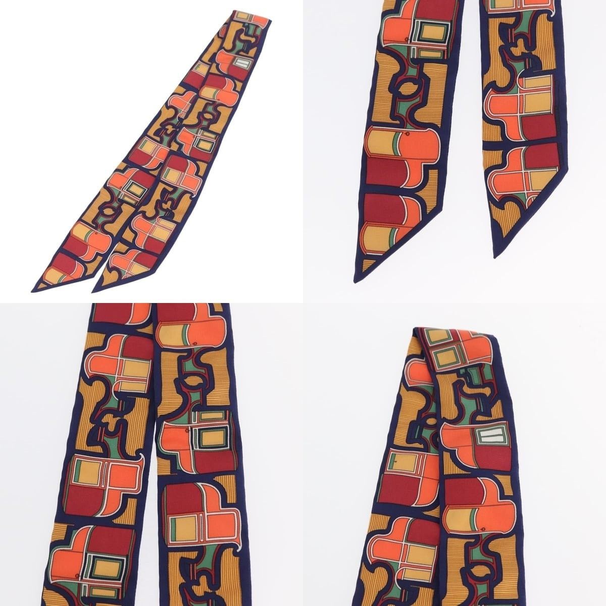 Hermes Hermes Twilly Scarf Horse Carriage Silk Navy Size ONE SIZE - 4 Thumbnail