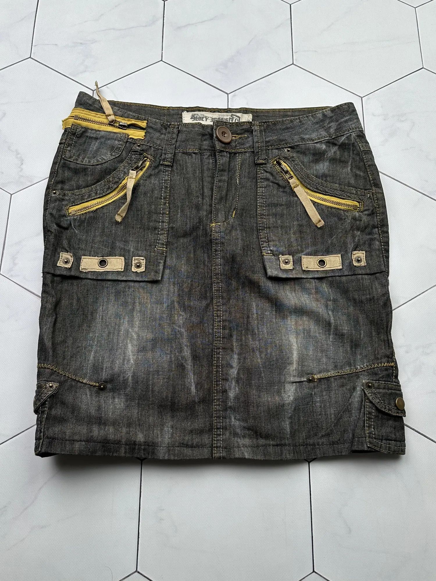 image of Avant Garde Vintage Bondage Zipped Skirt in Brown, Women's (Size 29)