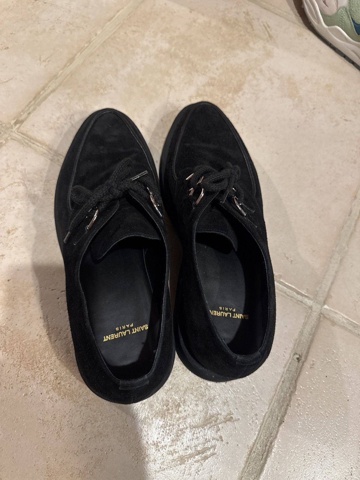 Saint Laurent Paris Black Saint Lauren Teddy Almond Toe Lace Up Size US 10 / EU 43 - 3 Thumbnail