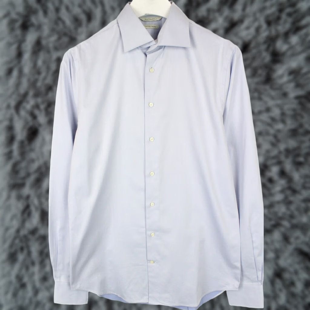 Suitsupply Suitsupply Cotton Two Ply Formal Shirt Men's 40-7 / 15 3/4L Button Up Blue Shirt Mens 40-7 15 3/4L Blue Formal Shirt Size 40R - 1 Thumbnail