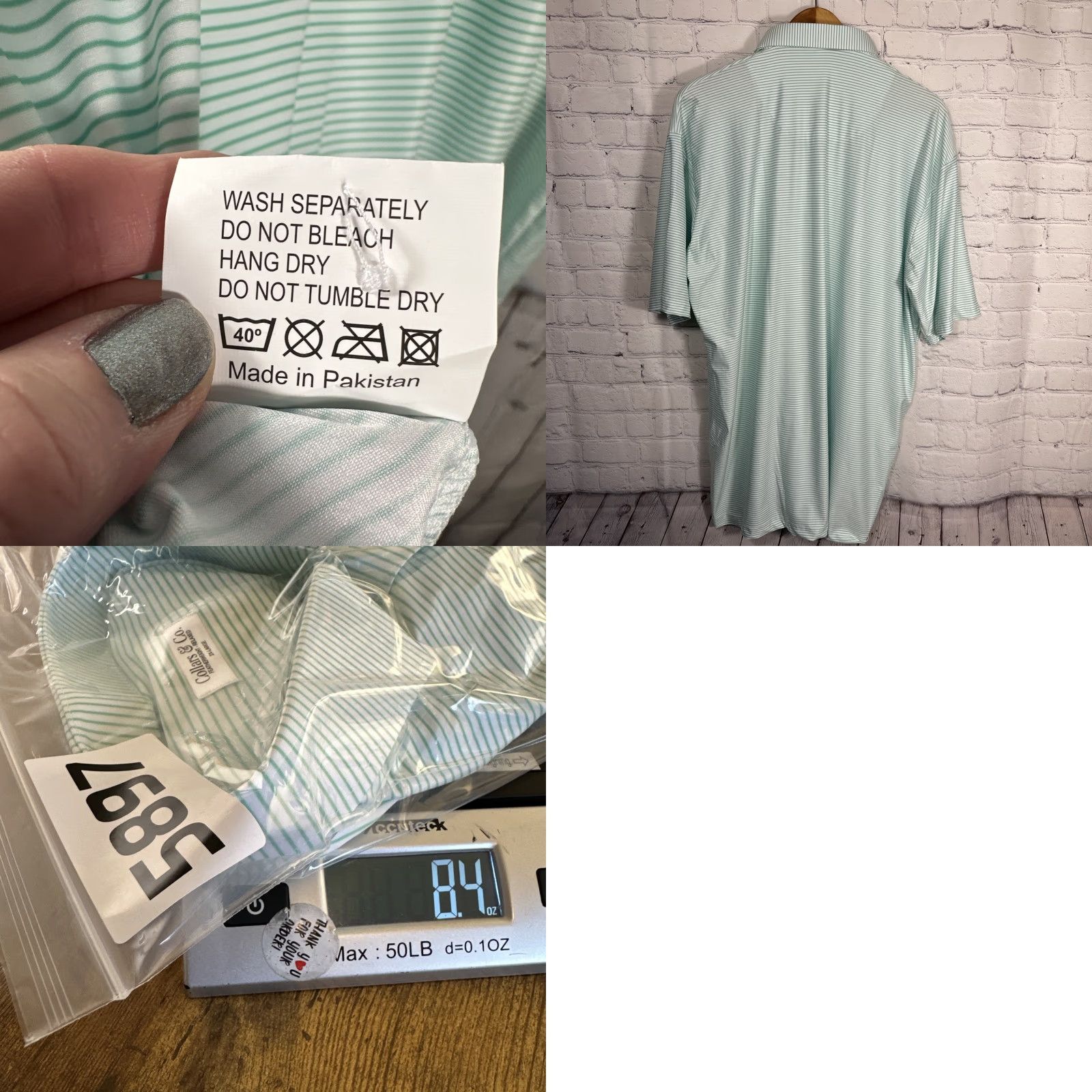 CO Collars & Co Featherweight 2XL Relaxed Dress Collar Polo Michigan State Men Polo Green 2XL Striped Golf Size US XXL / EU 58 / 5 - 8 Thumbnail