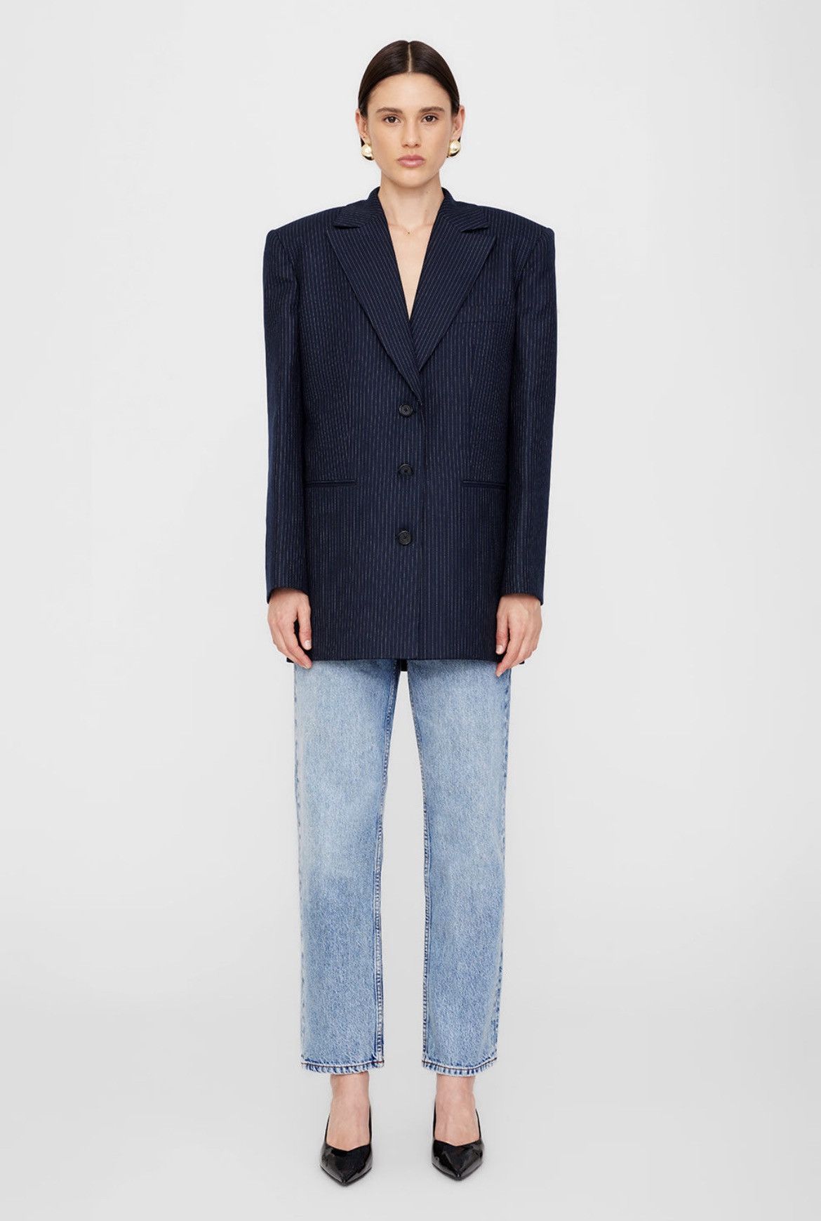 Anine Bing ANINE BING navy pinstripe blazer NWT Size XS / US 0-2 / IT 36-38 - 5 Thumbnail