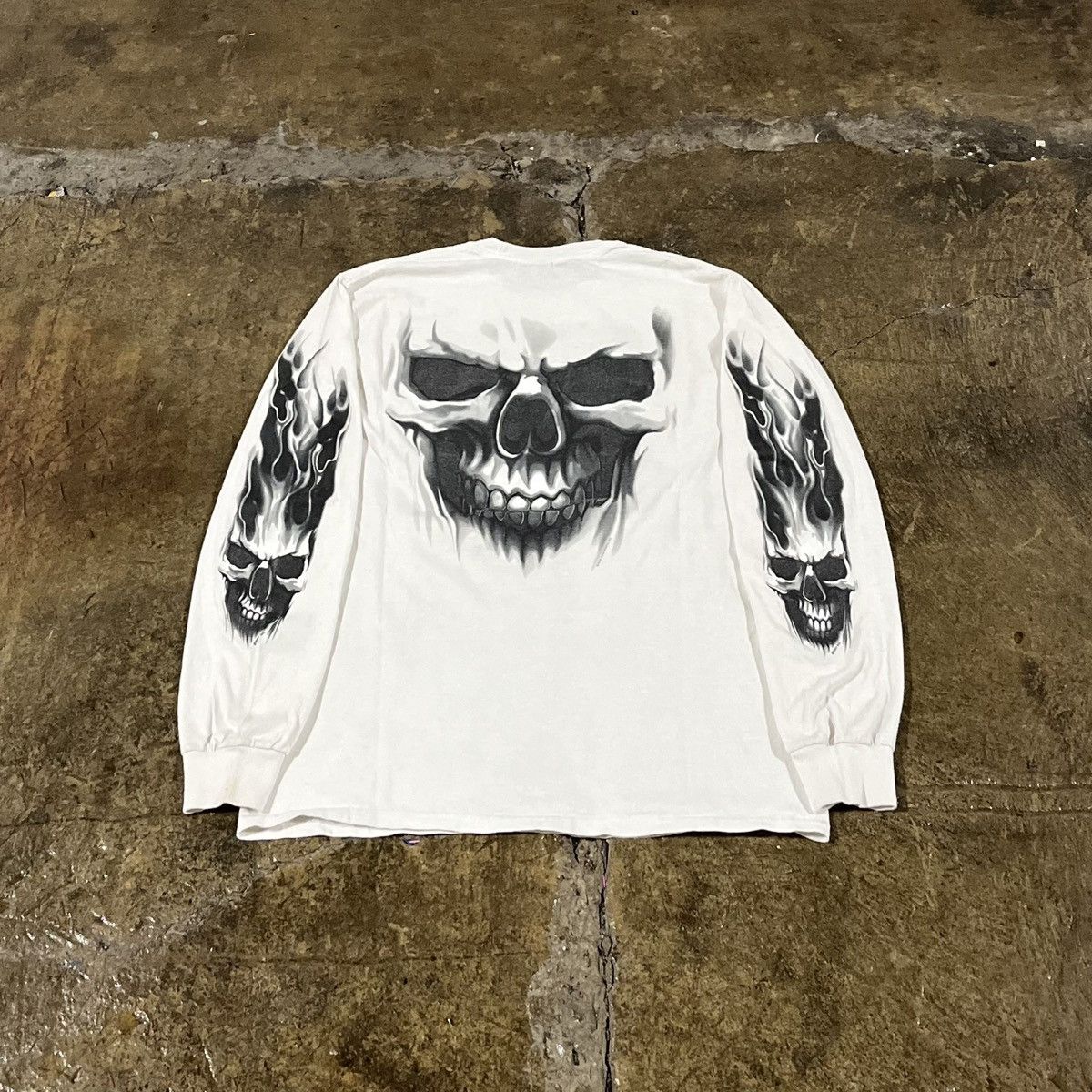Affliction × JNCO × Vintage Crazy Y2K Affliction Style Skull Grunge Goth Longsleeve Tee Size US S / EU 44-46 / 1 - 1 Thumbnail