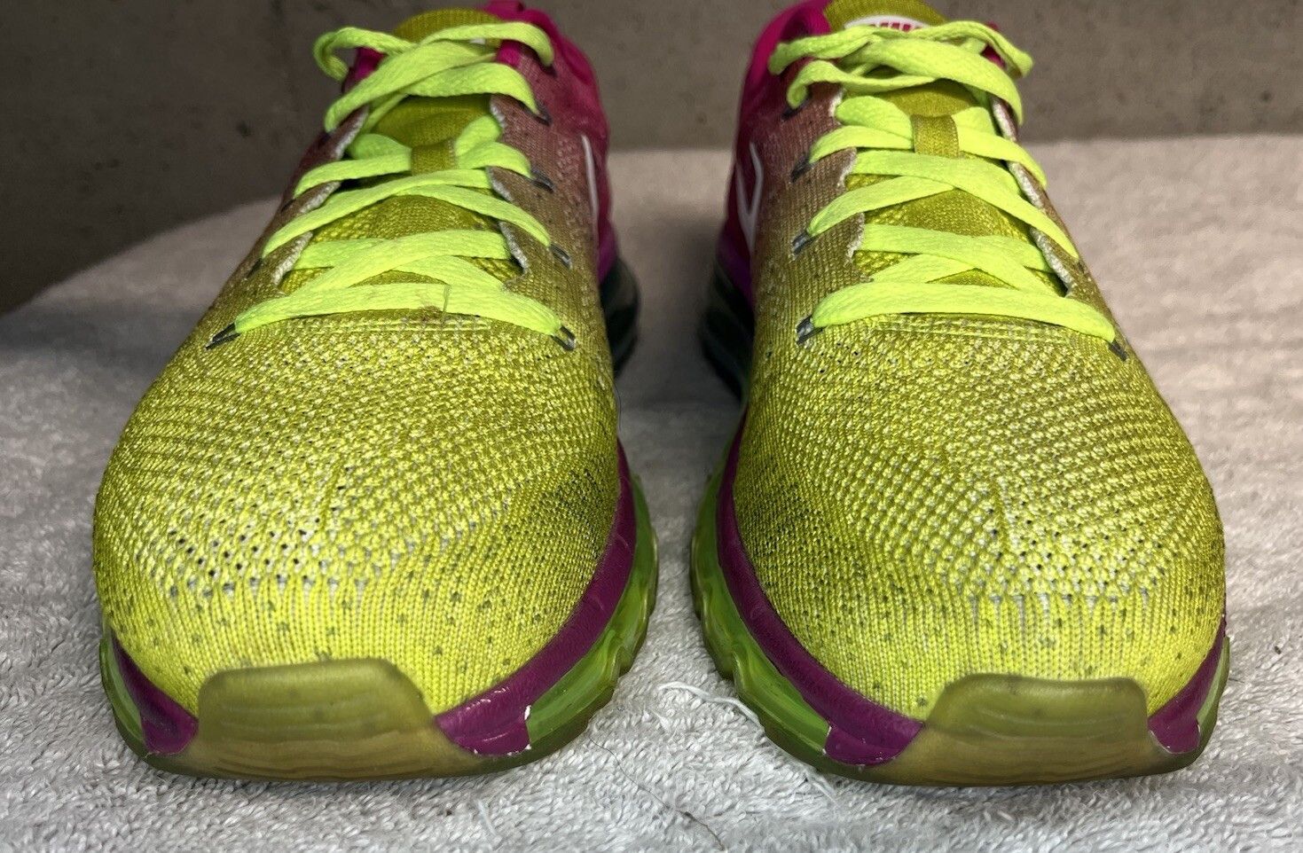 Nike Nike Air Max Flyknit ID Pink Lime-Green Blue Running Sz 8.5 Size US 8.5 / EU 41-42 - 5 Thumbnail