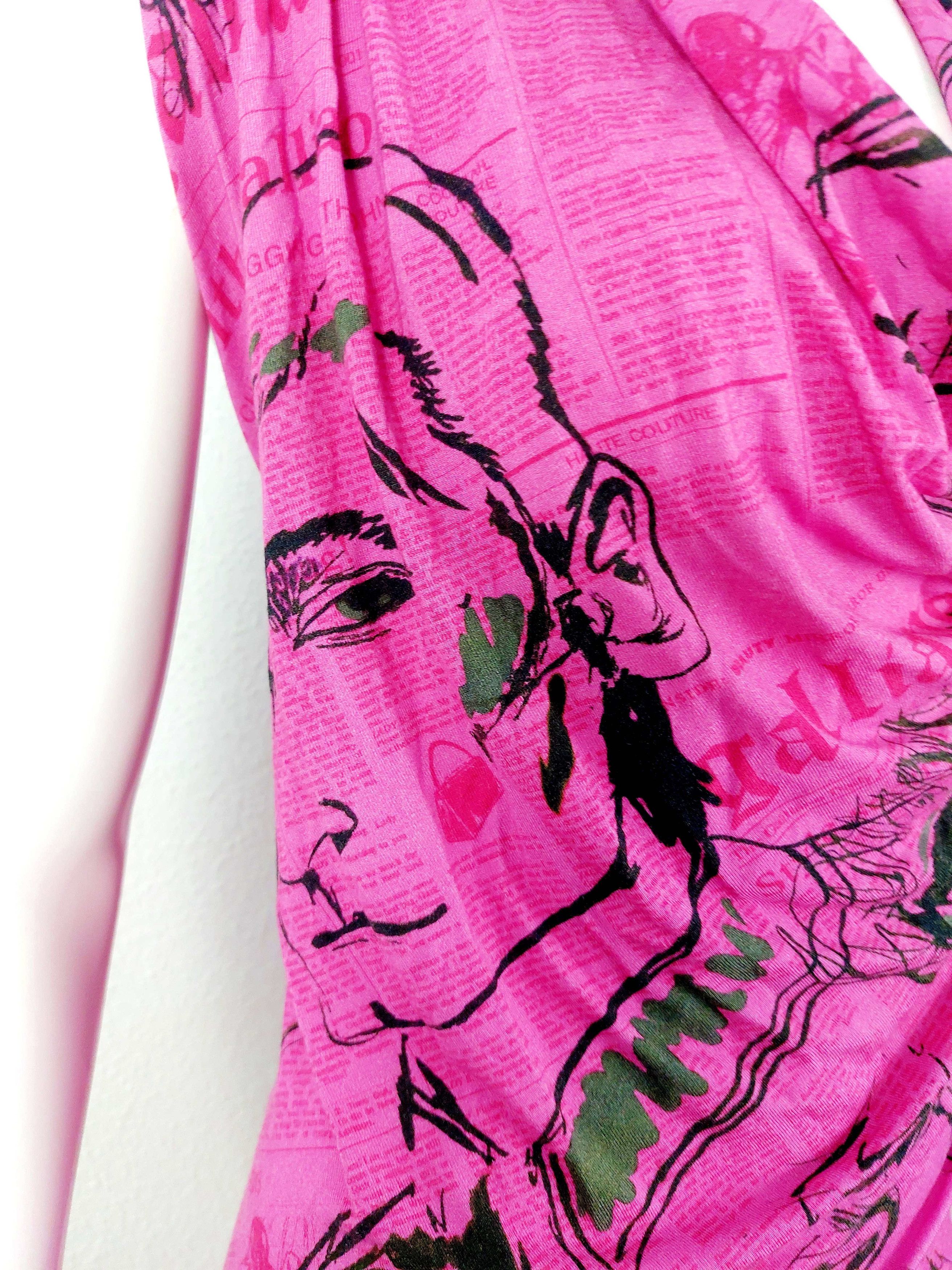 John Galliano John Galliano Pink Gazette Newspaper Sketch Face Pink Dress Size M / US 6-8 / IT 42-44 - 9 Thumbnail
