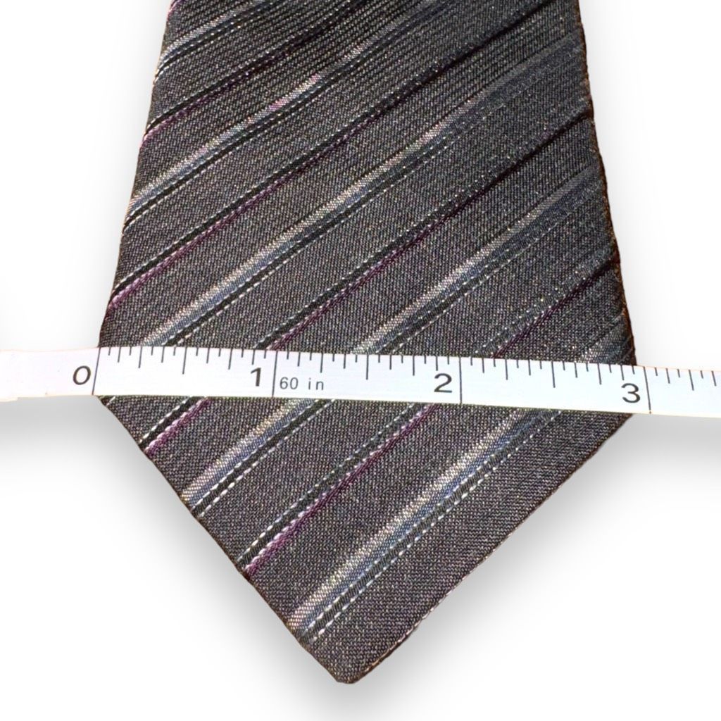 John Varvatos John Varvatos USA Gray & Purple Rep Striped Made in USA Tie Size ONE SIZE - 2 Thumbnail