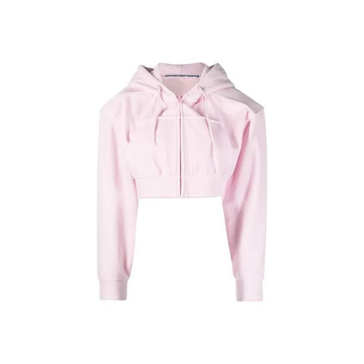 Alexander Wang Alexander Wang Pink Cropped Cotton Hoodie - Size S / US 4 / IT 40 - 1 Thumbnail
