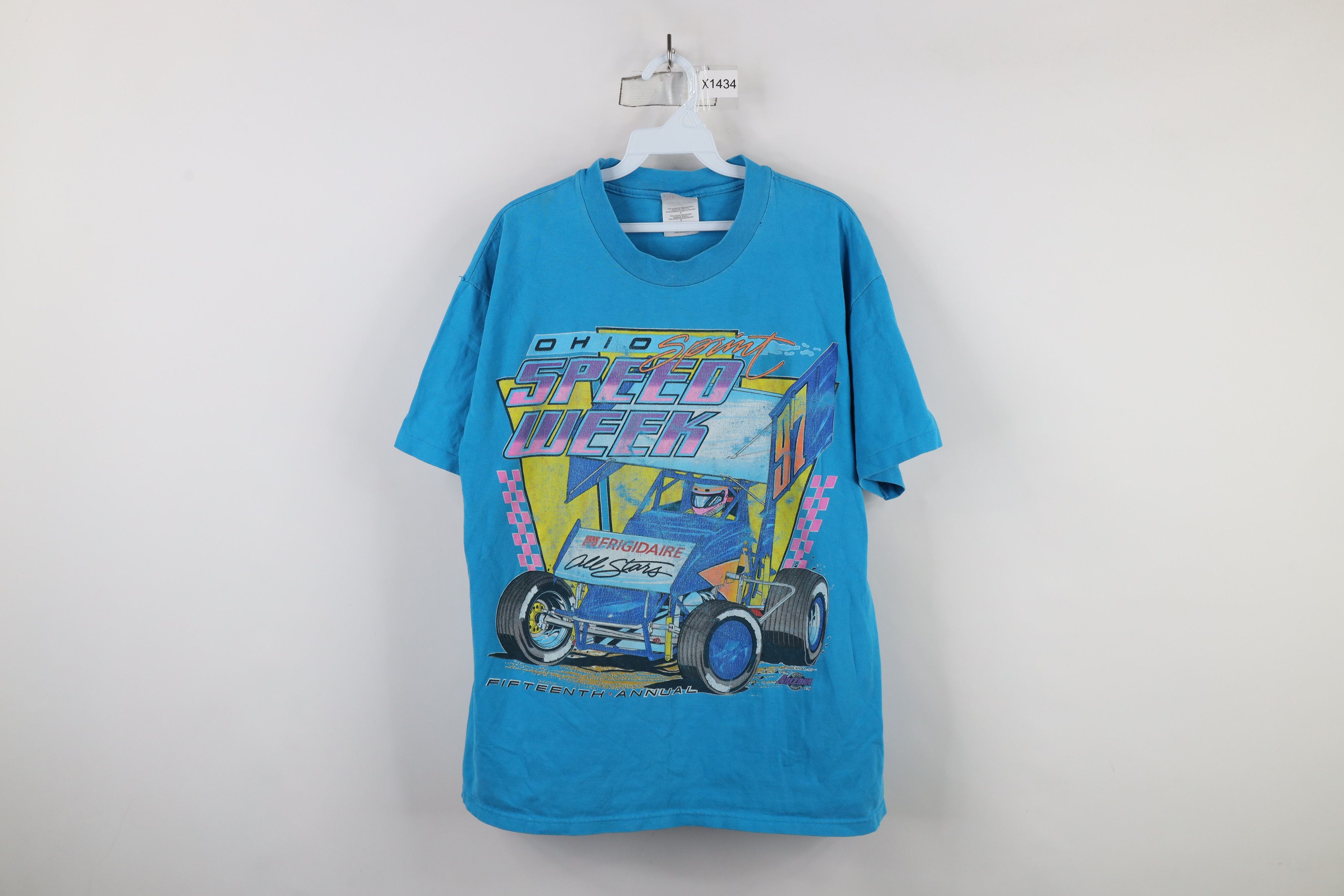 Vintage Vintage 90s Ohio Sprint Speed Week Racing T-Shirt Blue USA Size US L / EU 52-54 / 3 - 1 Thumbnail