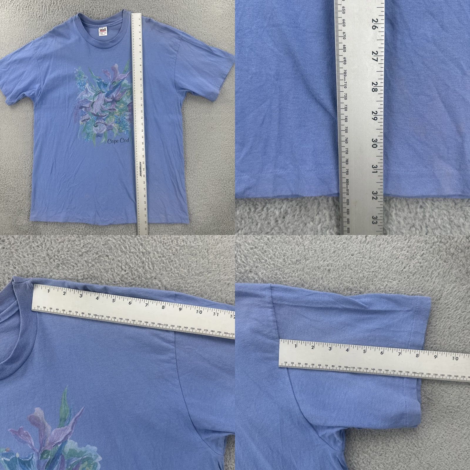 Anvil VINTAGE Anvil T-Shirt 2XL Purple Short Sleeve Crew Neck USA Flower Print Men والش Size US XXL / EU 58 / 5 - 9 Thumbnail