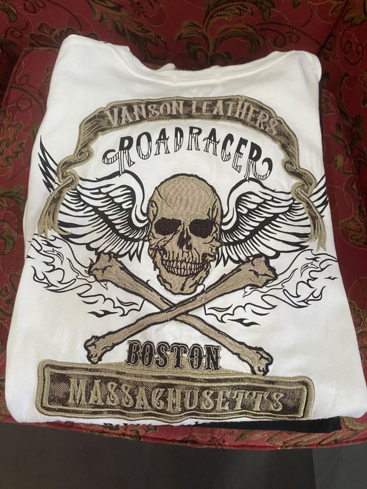 Vanson Leathers Vanson Leathers Roadracer Skull Graphic White Long Sleeve Size US M / EU 48-50 / 2 - 14 Thumbnail