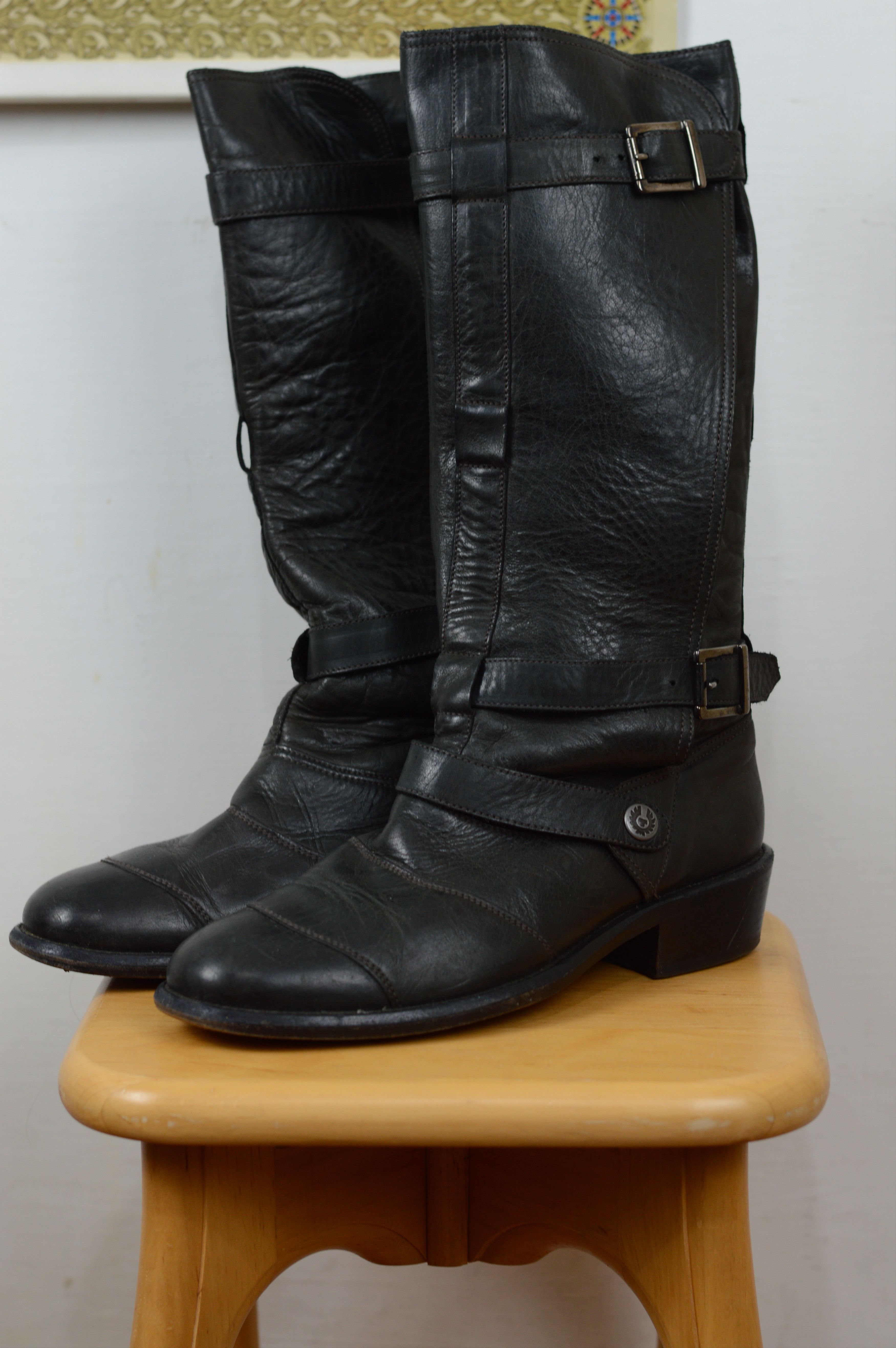 Belstaff Belstaff Taupe Leather Motorcycle Boots Buckle Block Heel Size US 10 / IT 40 - 2 Thumbnail