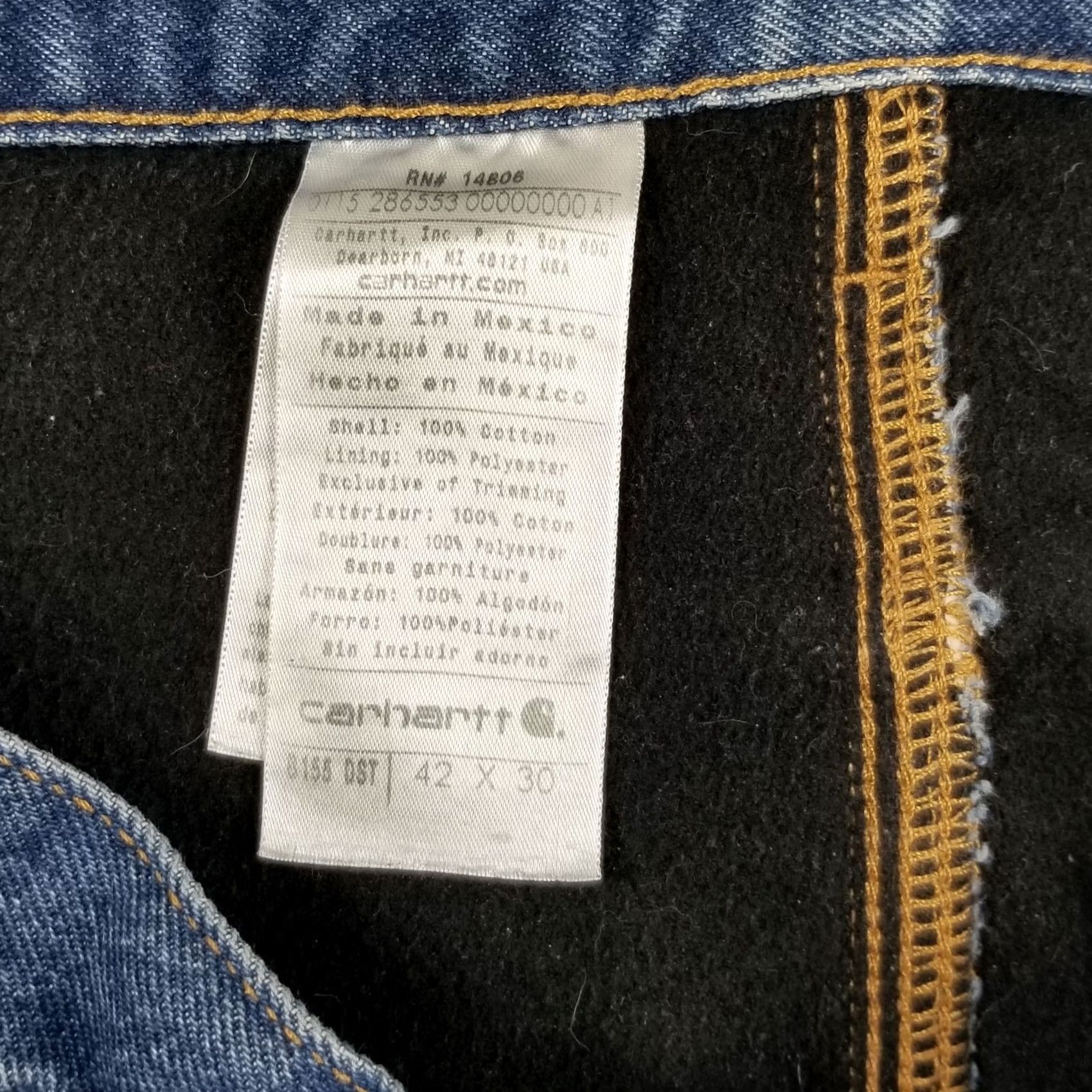 Carhartt Carhartt Fleece Lined Blue Jeans Denim Straight Leg 42x30 Mens Regular Size 42 Inseam 30 USA DST B155 DST Docked Logo Vintage: No Size US 42 / EU 58 - 7 Thumbnail