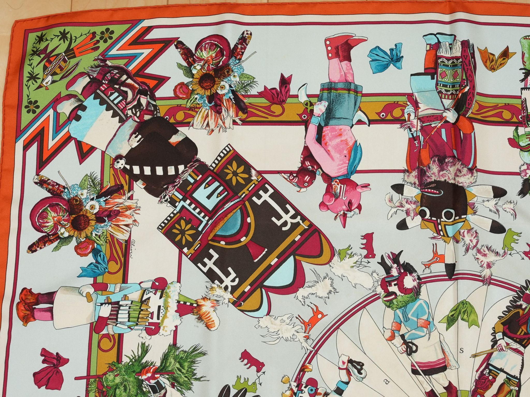 Hermes Hermes Scarf Kachina by Kermit Oliver 90 cm silk native Size ONE SIZE - 3 Thumbnail
