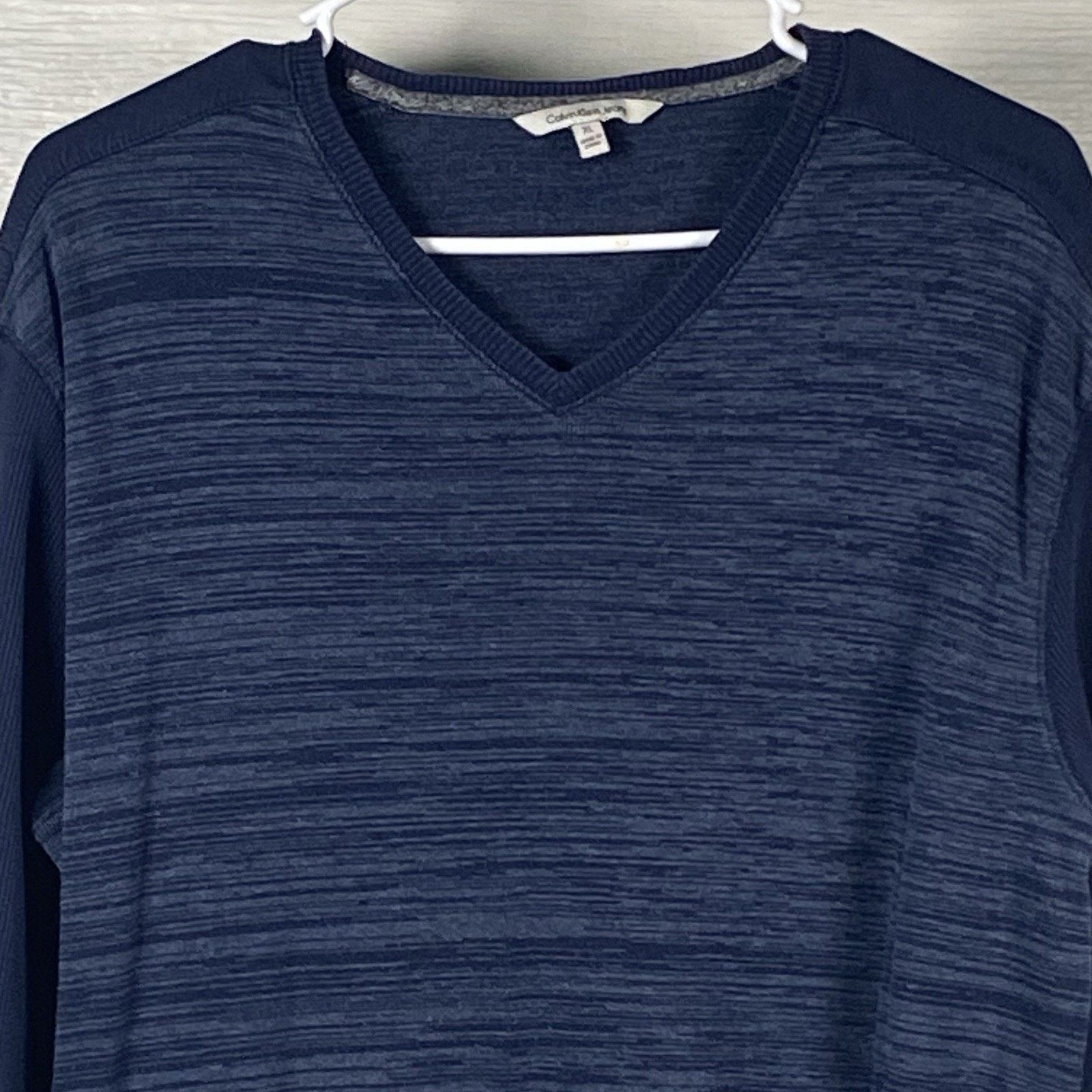 Calvin Klein Calvin Klein Jeans Sweater Mens Size XL V-Neck Navy Heather Size US XL / EU 56 / 4 - 2 Thumbnail