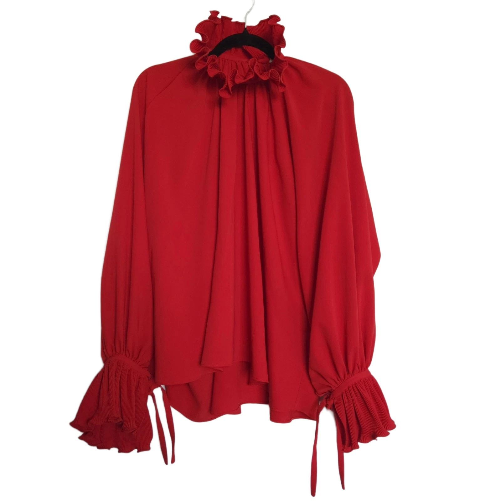 Balenciaga Balenciaga Red Ruffled Trapeze Crêpe Blouse, Size 36 Size XS / US 0-2 / IT 36-38 - 1 Thumbnail