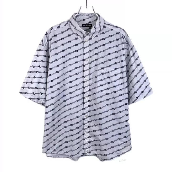 Balenciaga Balenciaga size 38 Full logo white cotton short sleeve shi Size US S / EU 44-46 / 1 - 1 Thumbnail