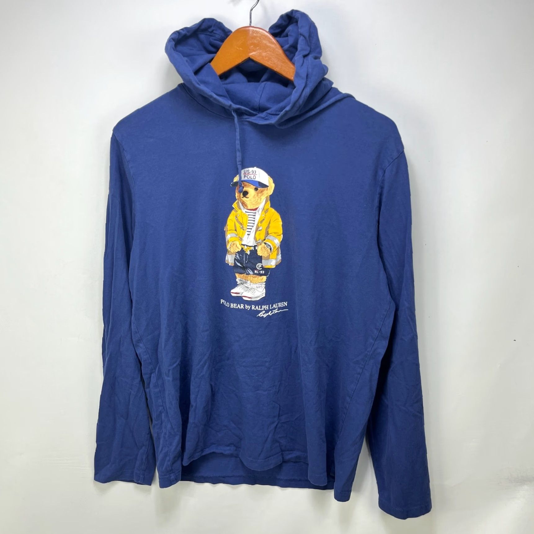 Polo Ralph Lauren VINTAGE Polo Bear By Ralph Lauren US-93 Hooded Long Sleeve Shirt M Blue Mens Polo Ralph Lauren Shirt M Blue VINTAGE Size US M / EU 48-50 / 2 - 2 Thumbnail