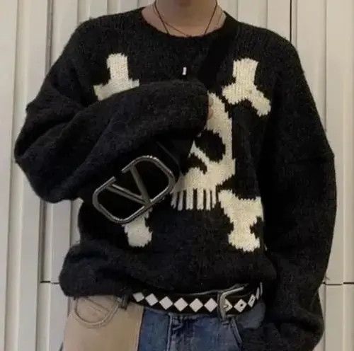 Blue In Green Gothic Sweater Skull Graphic Knit Sweater Size US XL / EU 56 / 4 - 1 Thumbnail