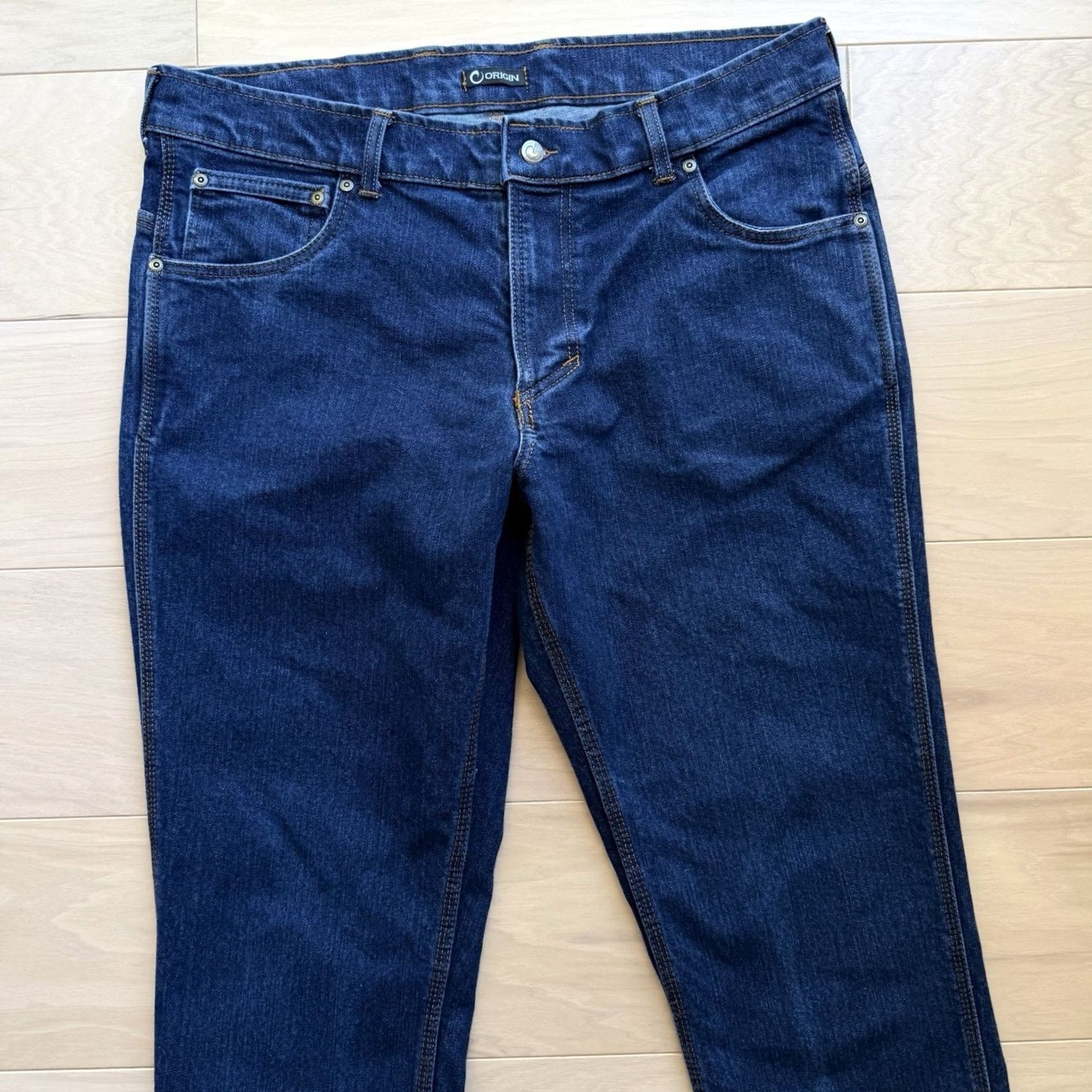 Vintage Origin Delta Flex Jeans 38 Blue Straight Leg Dark Wash Relaxed Casual Workwear Jeans Men 38 Regular Blue Denim 5-Pocket Western Vintage? Size US 38 / EU 54 - 3 Thumbnail