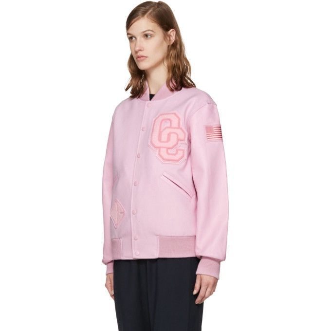 Opening Ceremony Opening Ceremony Pink Varsity Jacket Wool Leather Size L Size L / US 10 / IT 46 - 1 Thumbnail