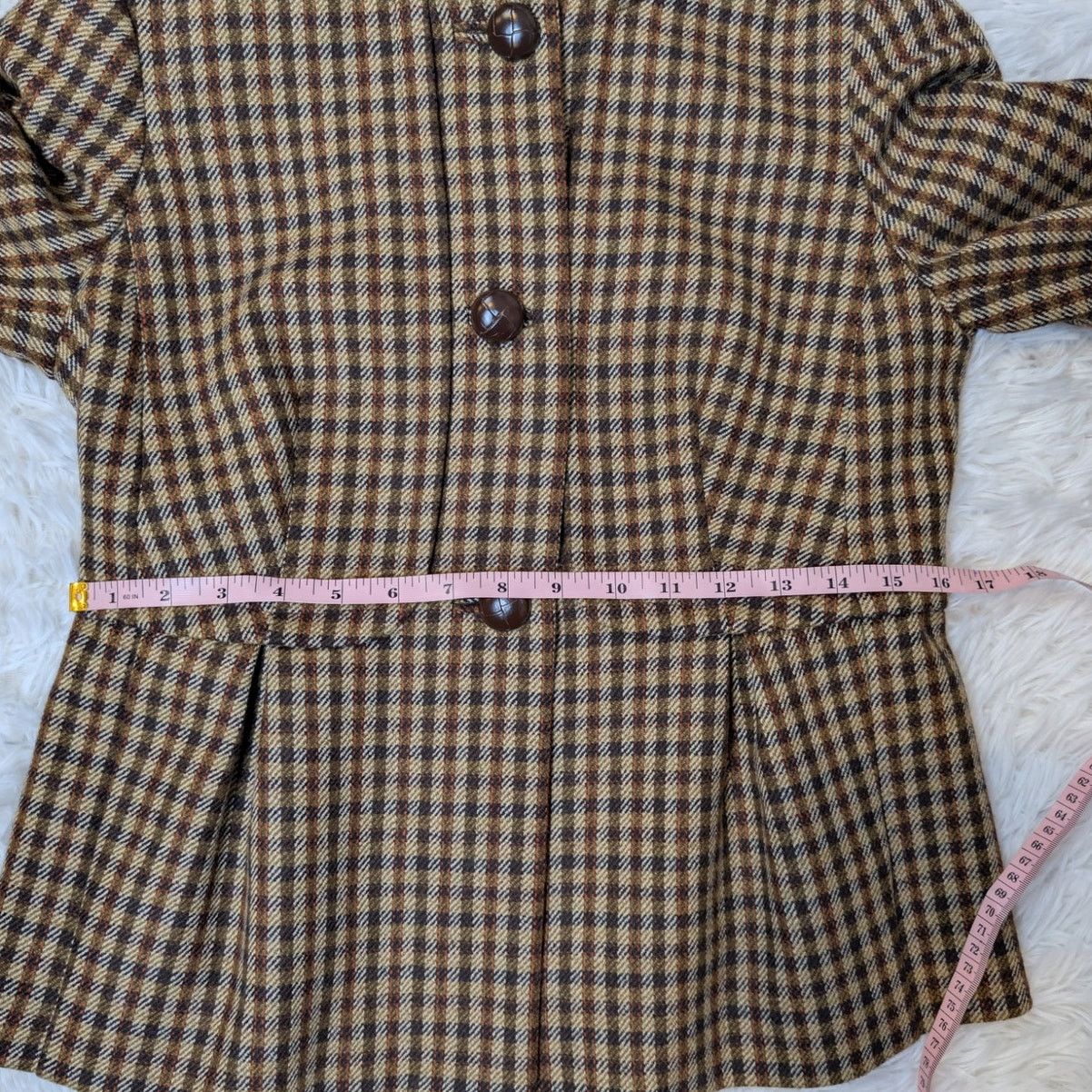 Other Vintage Talbots Wool Plaid Jacket Blazer Petite 4P Brown 90s Size S / US 4 / IT 40 - 7 Thumbnail