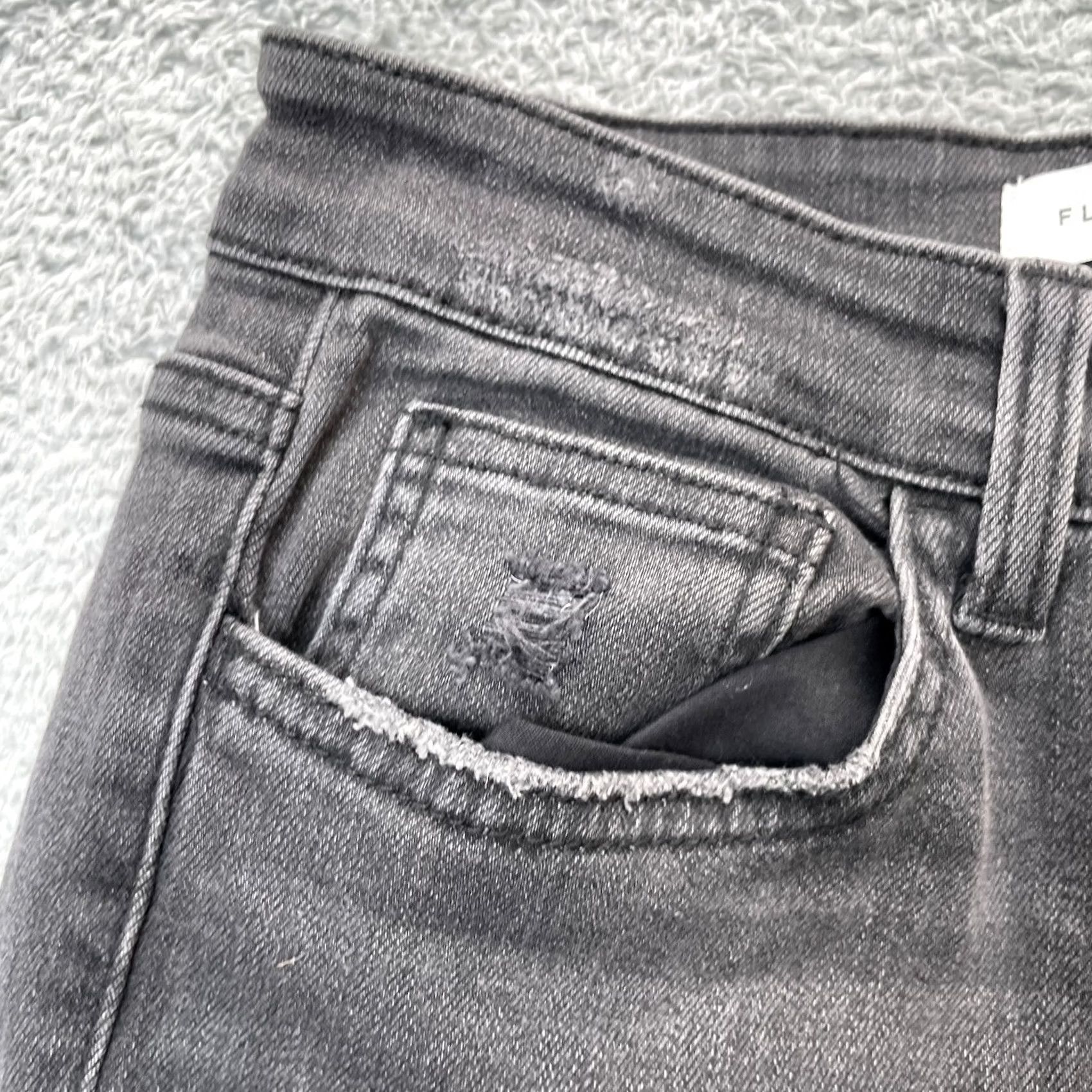 Vintage Flying Monkey Jeans Womens 28x25 Gray Straight Leg Logo Stretch Whiskered Denim Shirt? Size 28" / US 6 / IT 42 - 7 Thumbnail