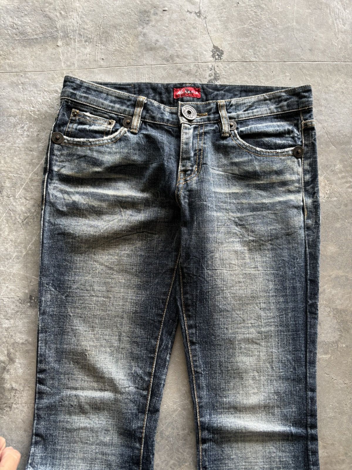 Japanese Brand sick flared maraxia japanese punk grunge flower backpocket Size 31" - 2 Thumbnail