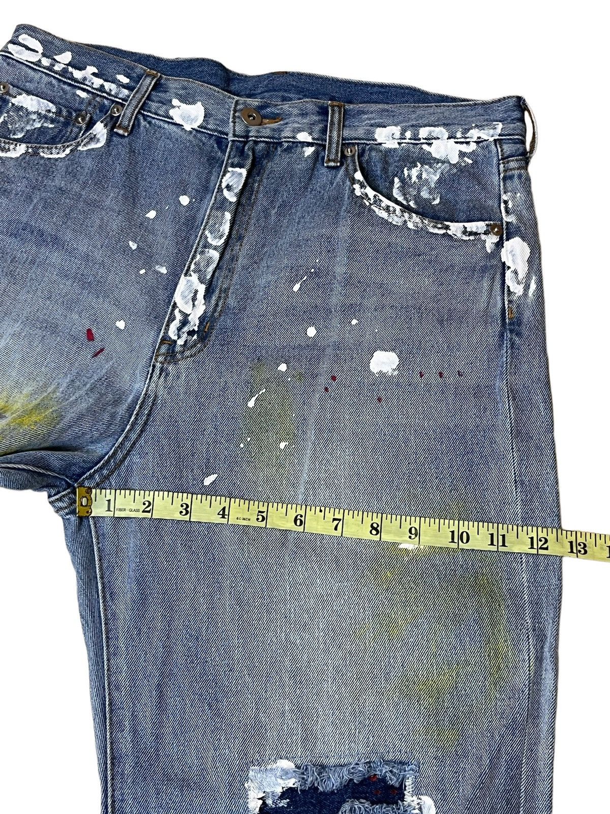 Japanese Brand BAGGY🔥🔥GALLIS ADDICTION COLOURFULL PAINT WIDE JEANS Size US 33 - 15 Thumbnail