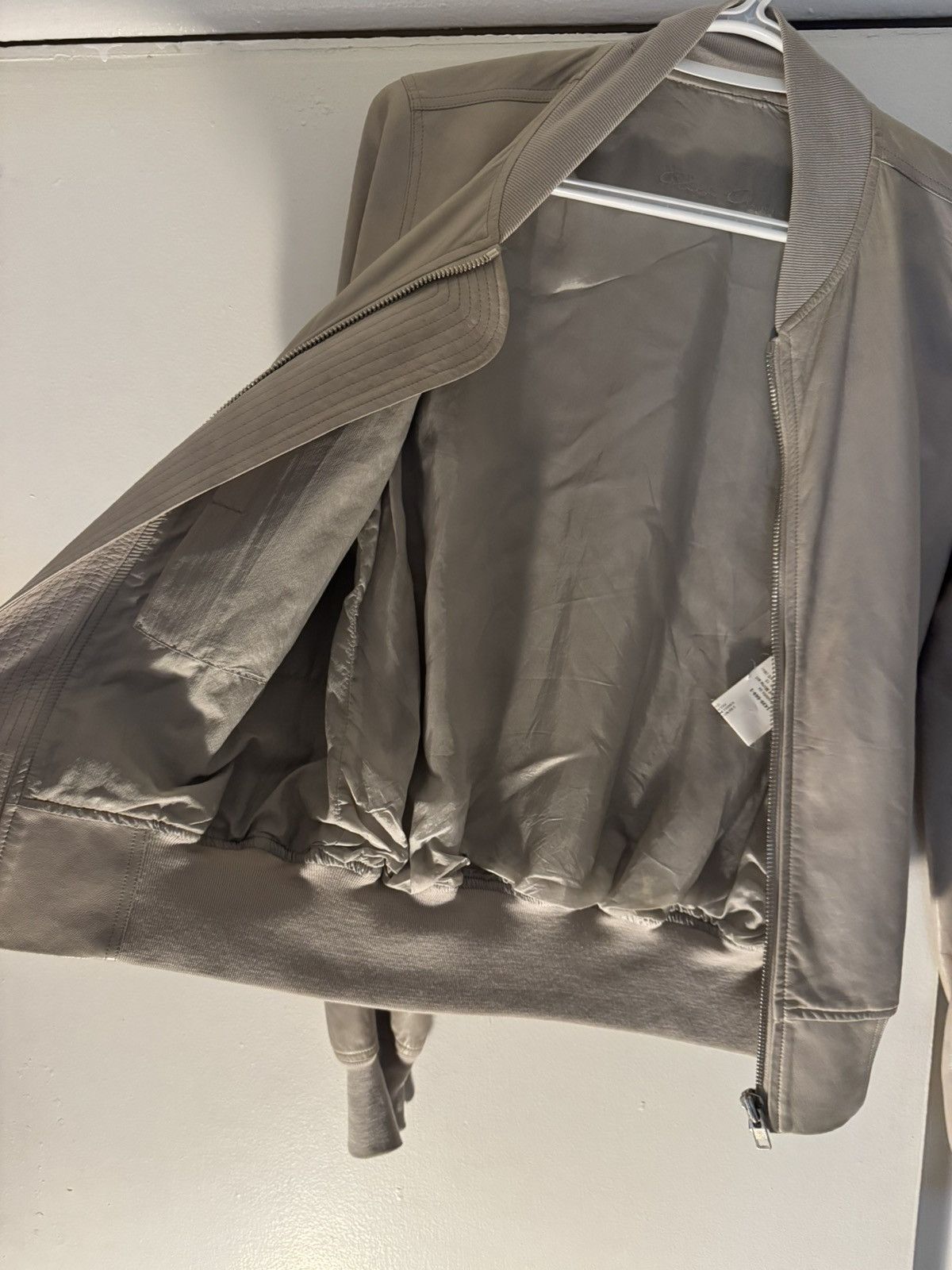 Rick Owens S Lamb leather / virgin wool bomber jacket in Pearl Size S / US 4 / IT 40 - 6 Thumbnail