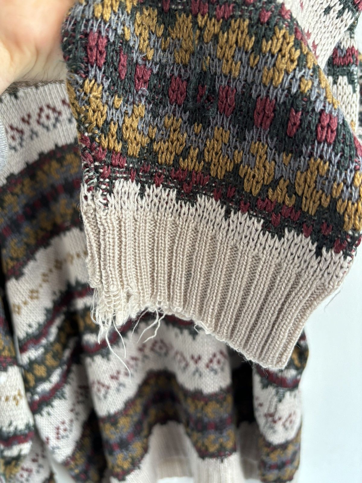 Japanese Brand Vintage Avant Garde Pattern Boxy Distressed Sweater Size US L / EU 52-54 / 3 - 8 Thumbnail