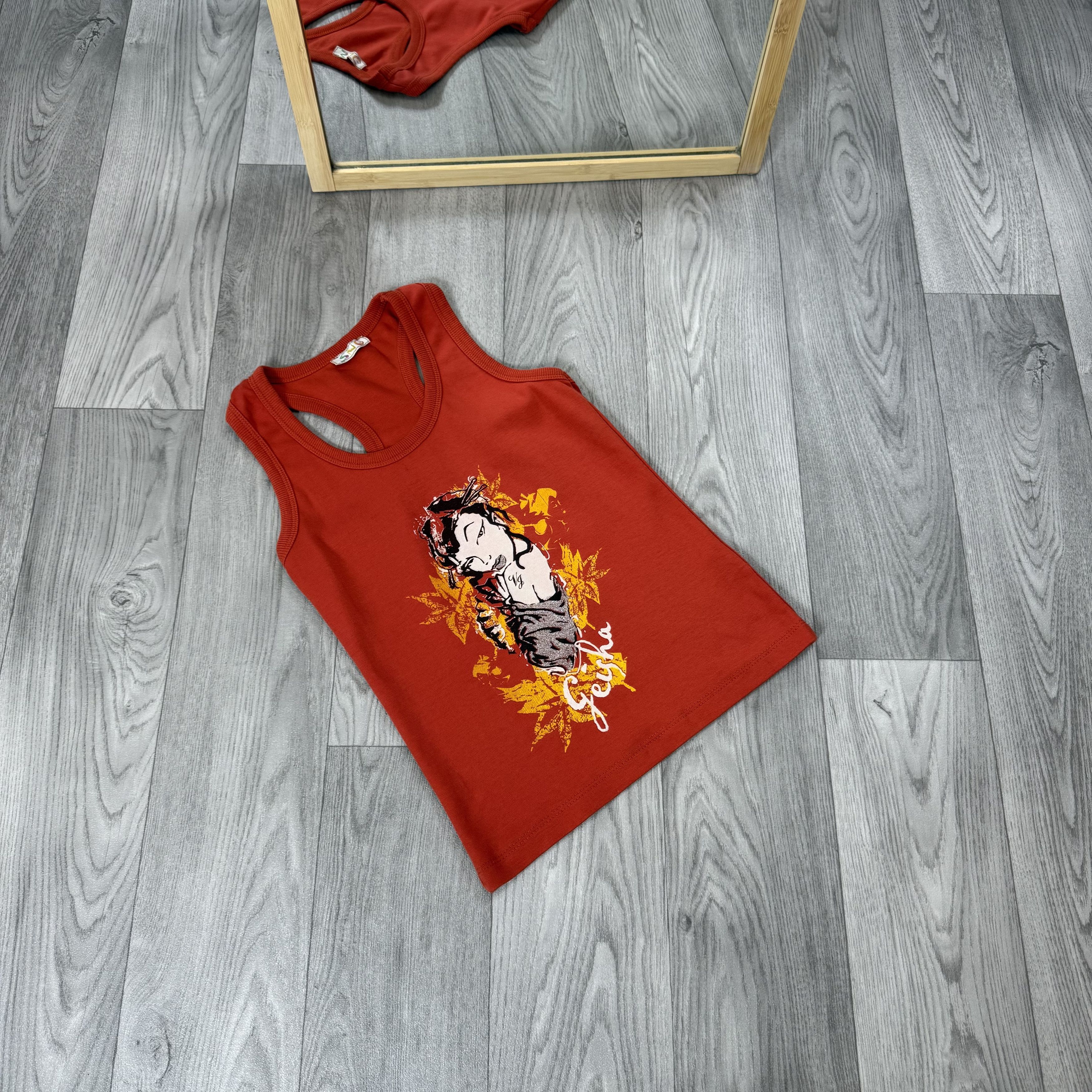 Vintage Vintage Y2K Geysha Graphic Orange Tank Top S Size S / US 4 / IT 40 - 3 Thumbnail