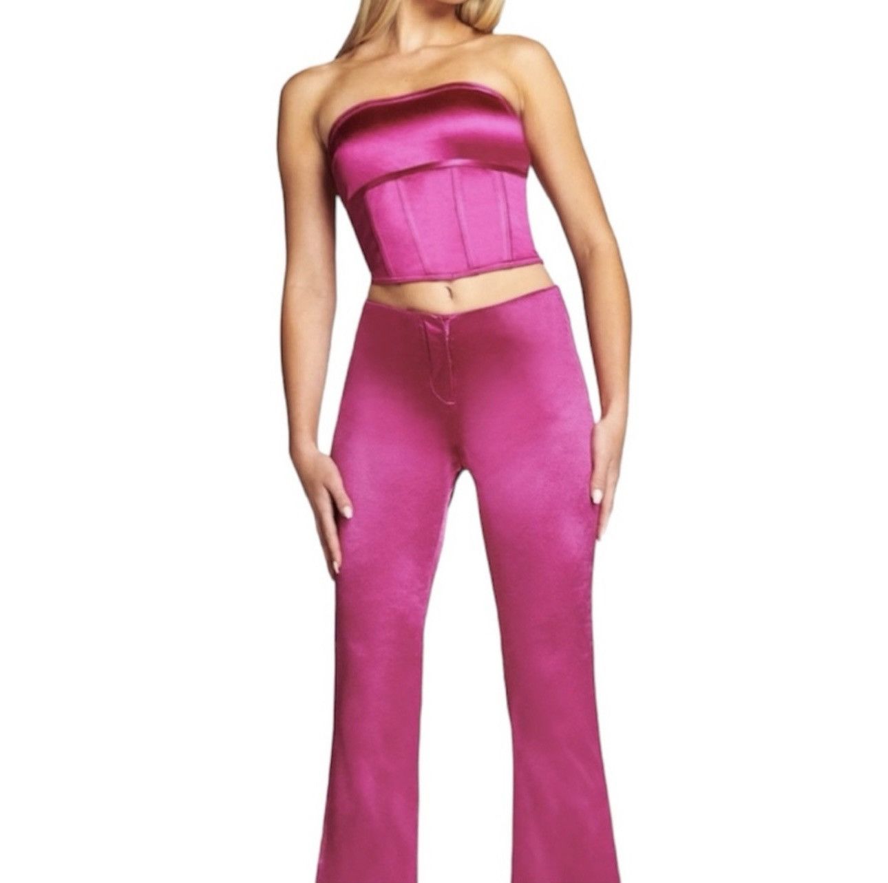 I AM GIA HOT PINK VIKKI METALLIC SATIN PANTS - coffeafoods.com