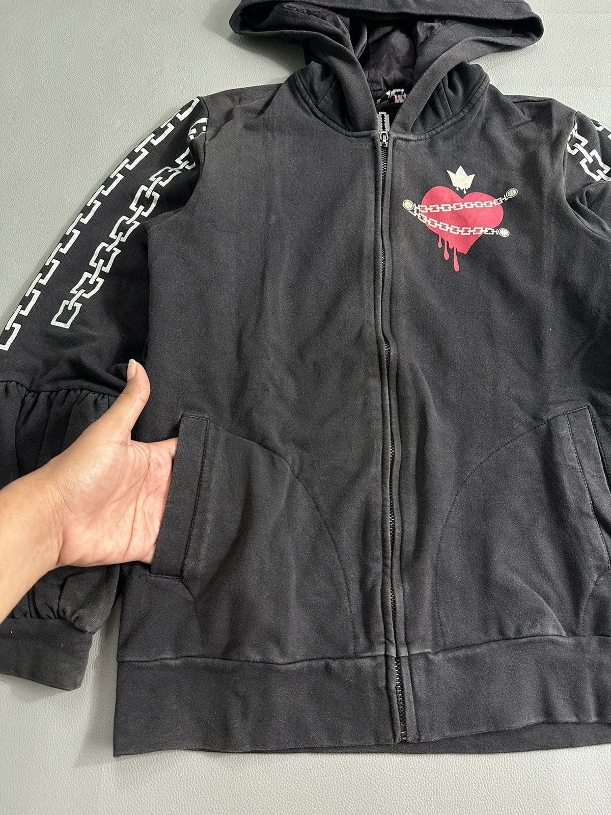 Beauty Beast CRAZY FADED CHAIN HEART ZIP UPHOODIE IFSIXWASNINE LGB STYLE Size S / US 4 / IT 40 - 6 Thumbnail
