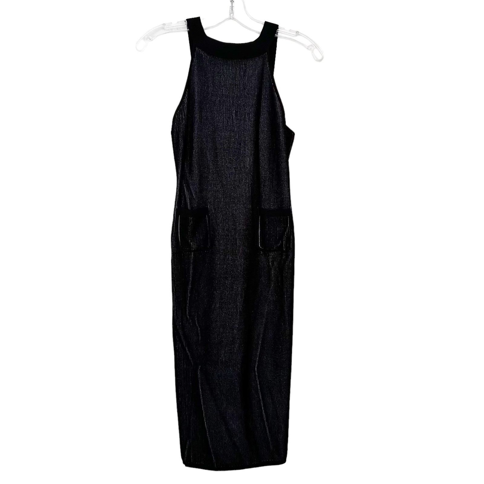 image of Cushnie Et Ochs Gray Black Ribbed Sleeveless Dress Size L in Grey, Women's