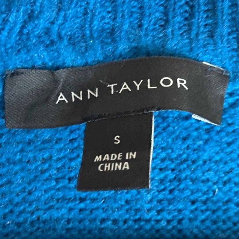 Ann Taylor Ann Taylor Womens Sweater Blue Crew Neck Shoulder Wrap Knit Wool Blend Small Size S / US 4 / IT 40 - 6 Thumbnail
