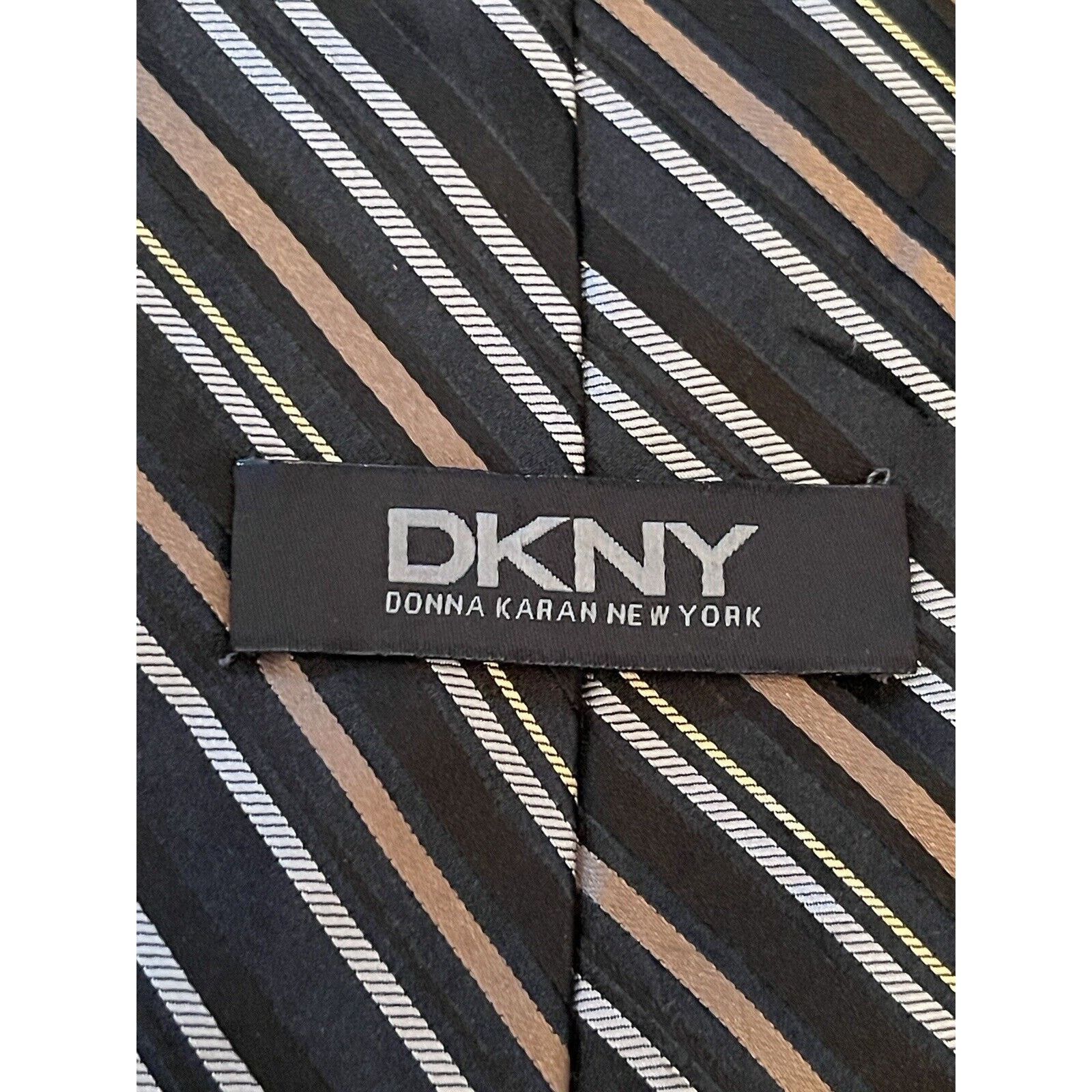 DKNY Dkny Black Brown 100% Silk Men’s Neck Tie Made In China Size ONE SIZE - 8 Thumbnail
