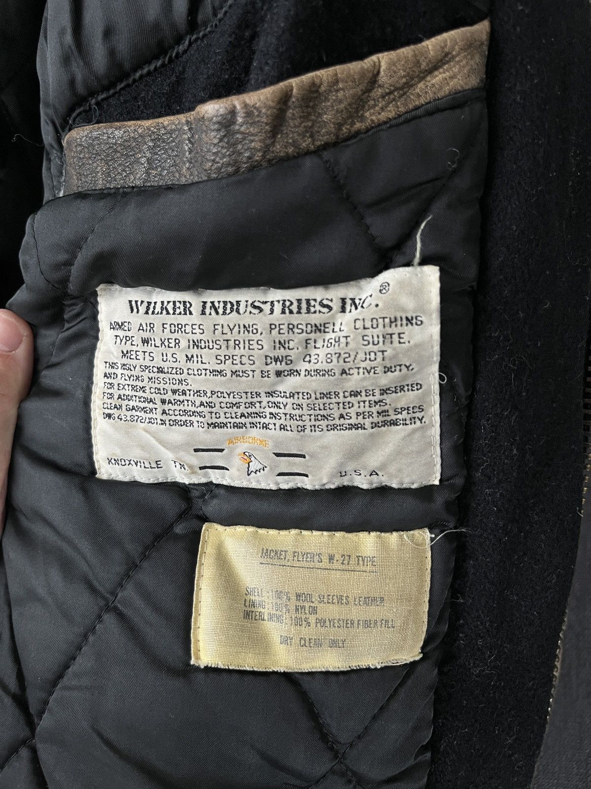 Vintage Wilker Inc. Knoxville Tn Military W-27 Flyers Bomber Jacket Size US L / EU 52-54 / 3 - 20 Thumbnail