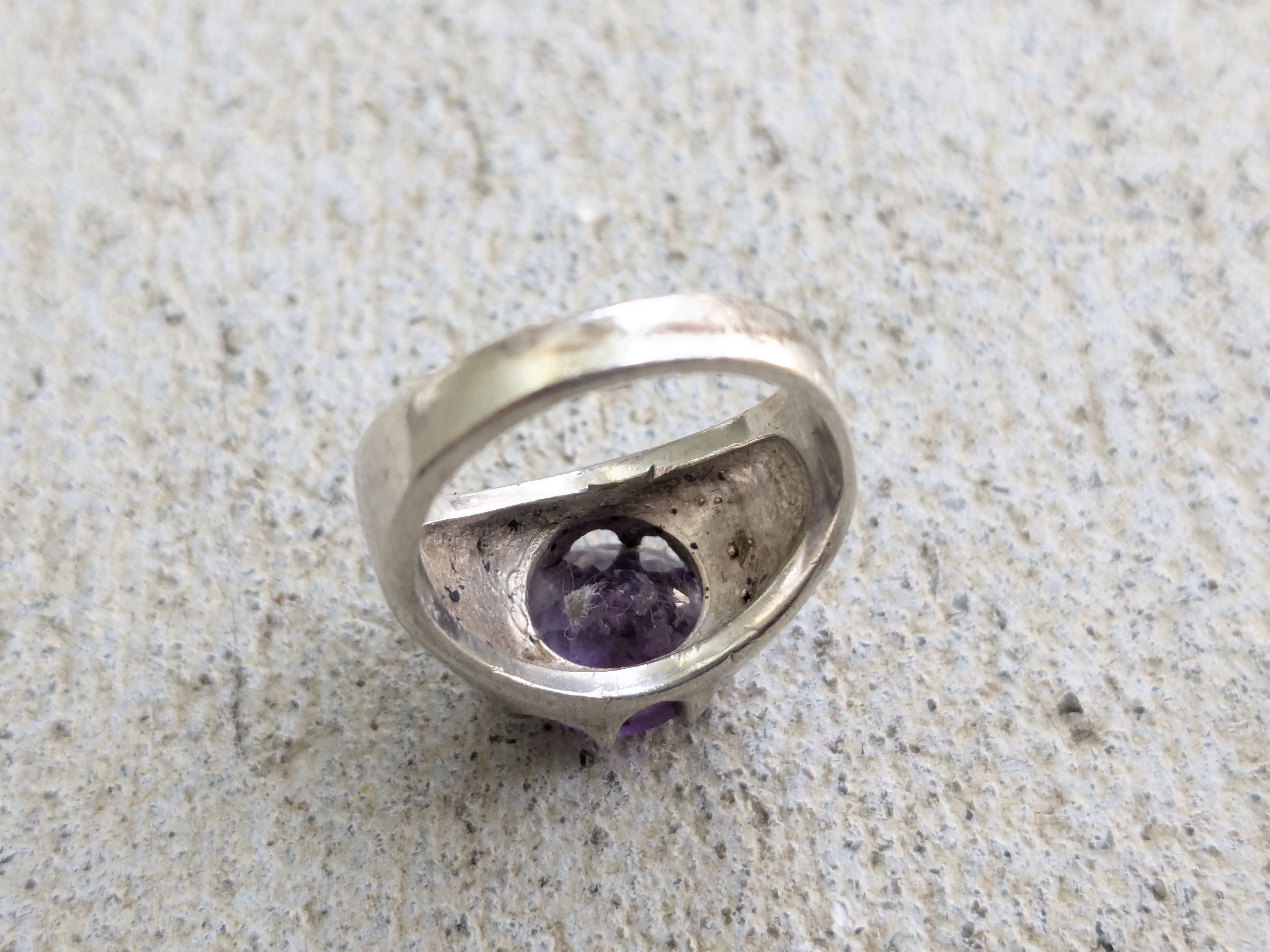 Other Vintage Sterling Silver Ring Purple Amethyst 7 Round Faceted Size ONE SIZE - 12 Thumbnail