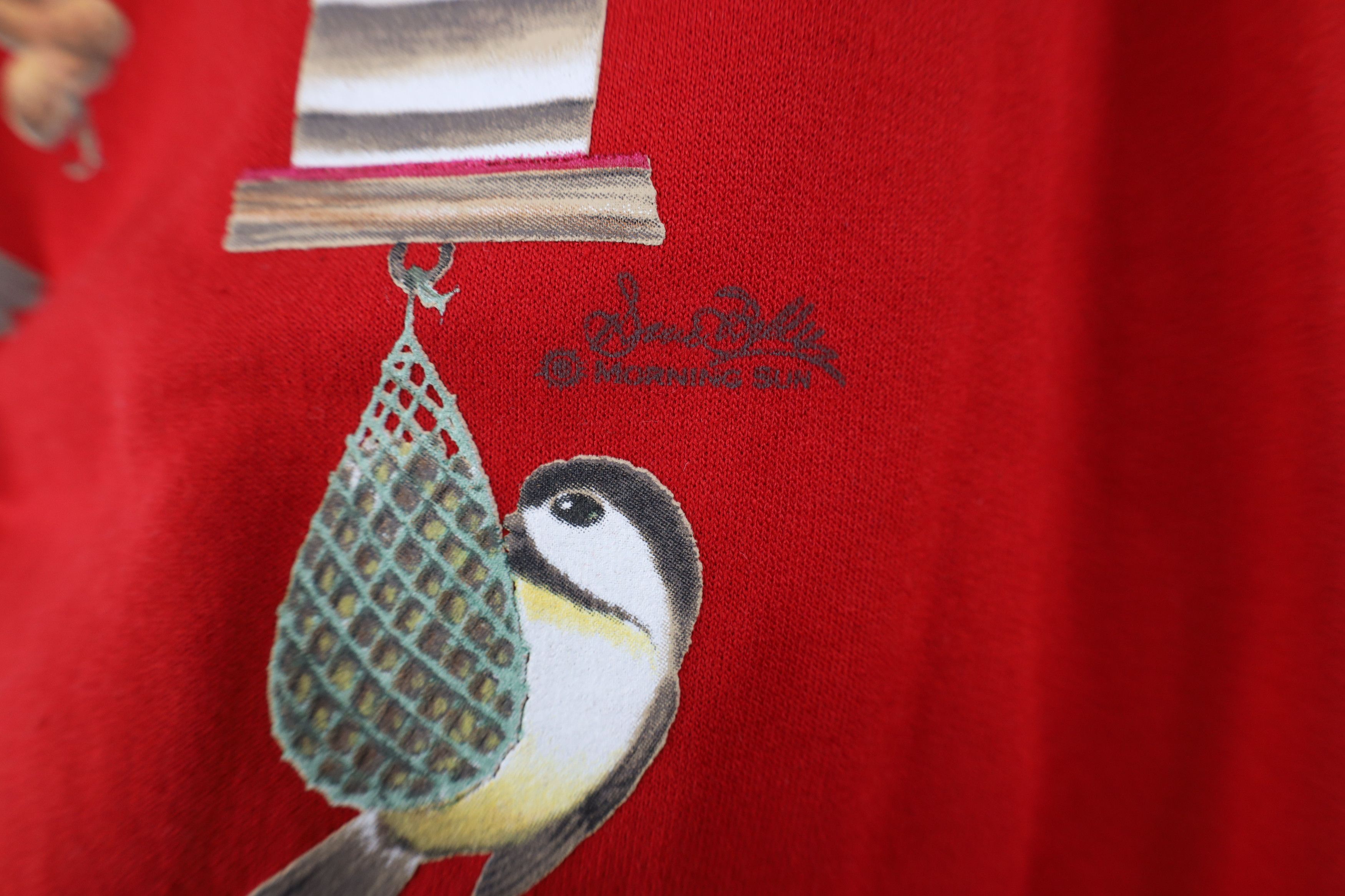 Vintage Deadstock Vintage 90s Christmas Nature Bird Sweatshirt Red Size XL / US 12-14 / IT 48-50 - 8 Thumbnail
