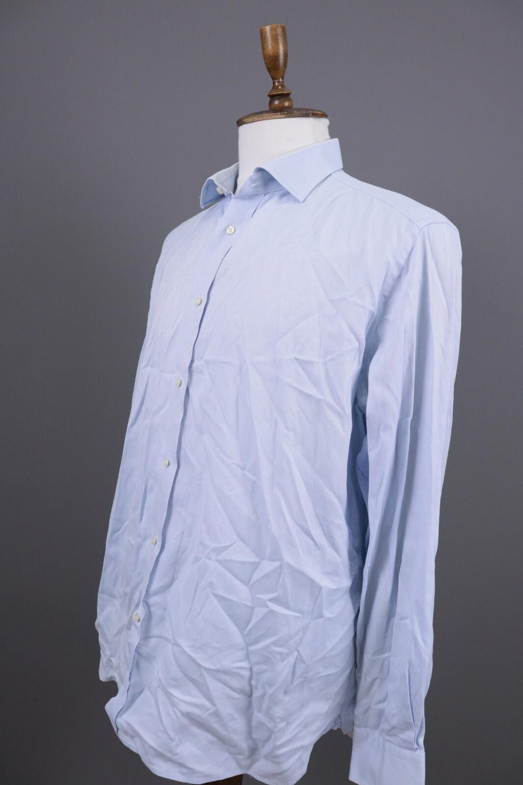 Designer Boggi Milano Blue Luxury Button Down Shirt Size 45 / 18 Size US M / EU 48-50 / 2 - 8 Thumbnail