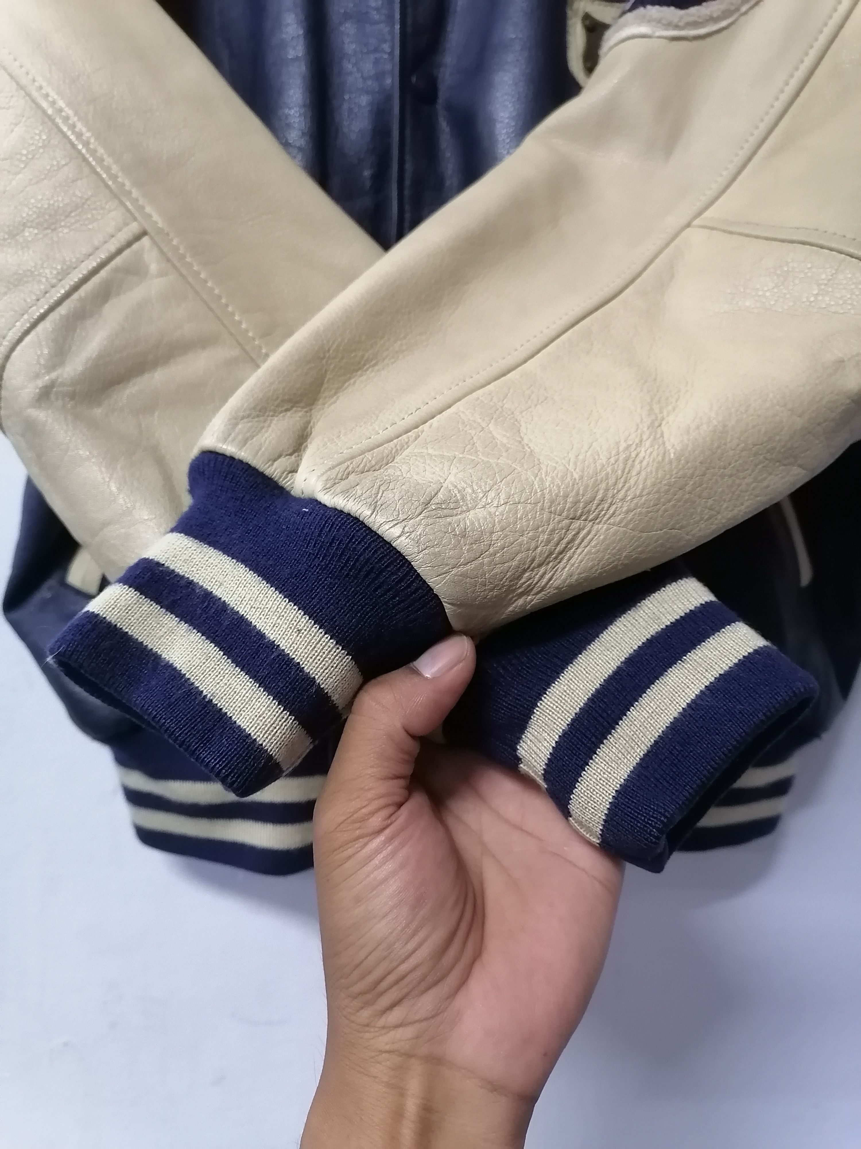 Vintage Vintage Leonte Seahop Teddy Varsity Leather Jacket Size US M / EU 48-50 / 2 - 4 Thumbnail