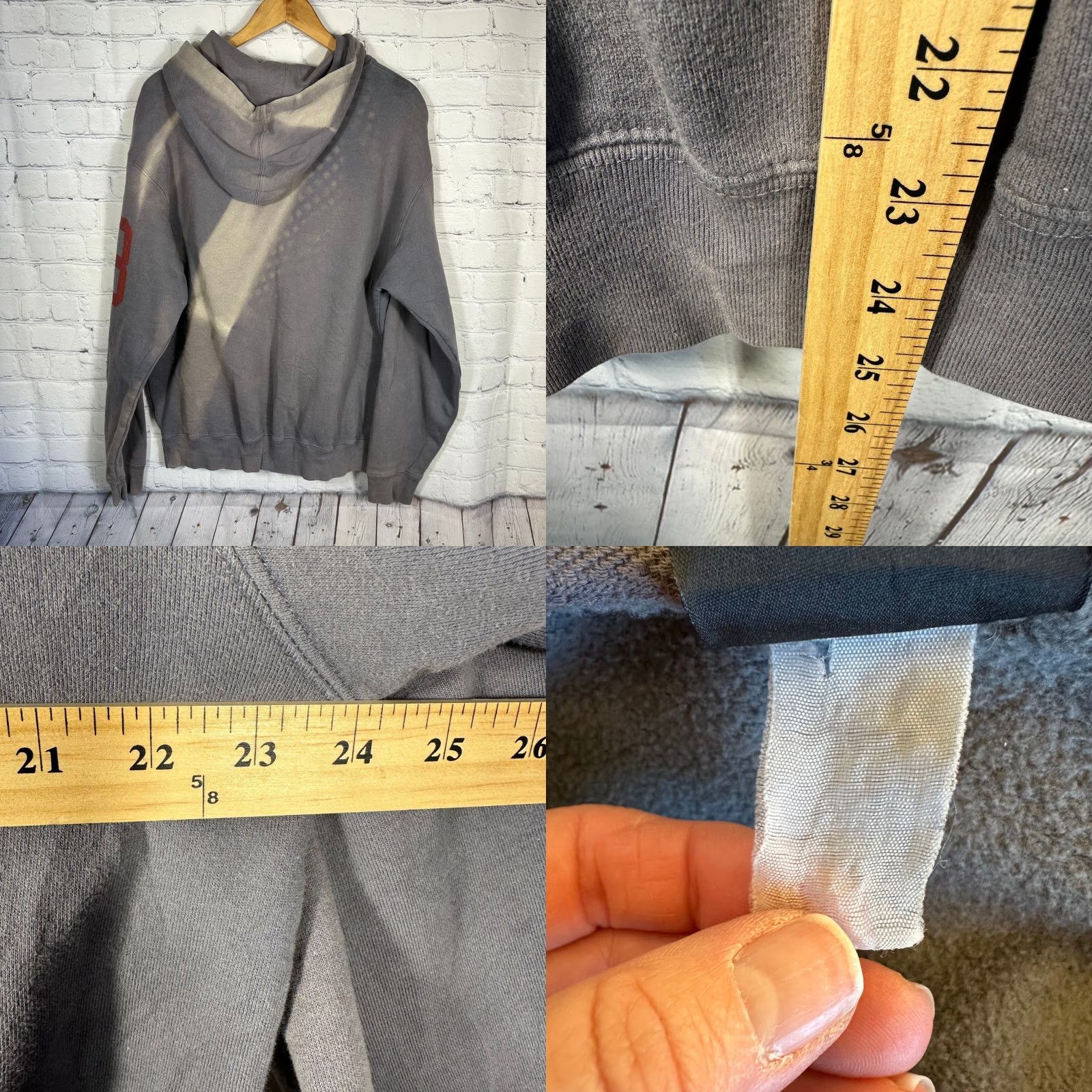 J Brand VINTAGE Hooters Hoodie Mens Full Zip Gray Sun Faded Distressed Graphic Sweatshirt XL Size US XL / EU 56 / 4 - 8 Thumbnail
