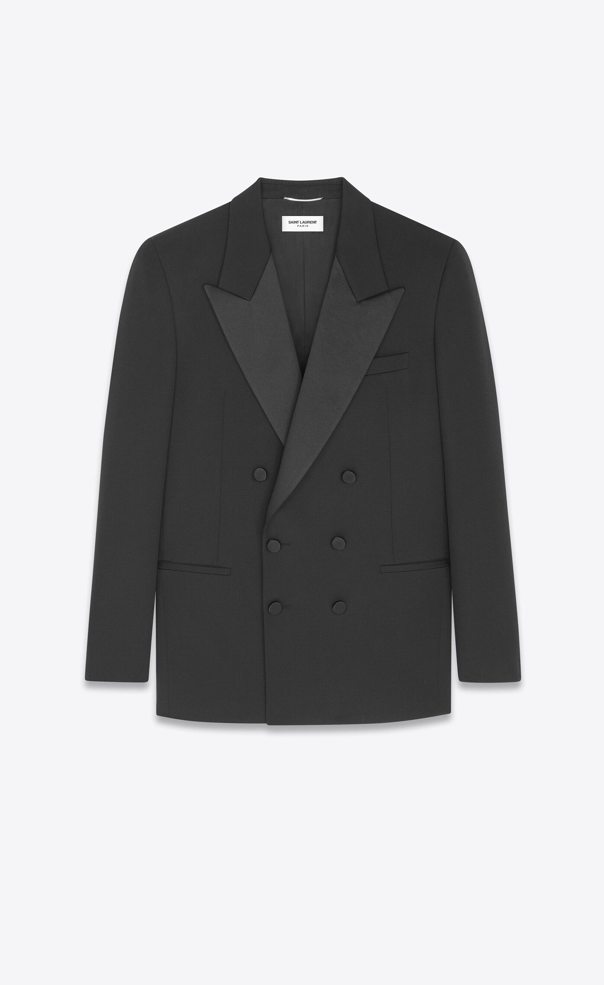 Saint Laurent Paris o1s1wg111124 Tuxedo Jacket in Grain De Poudre in Black Size US L / EU 52-54 / 3 - 1 Thumbnail